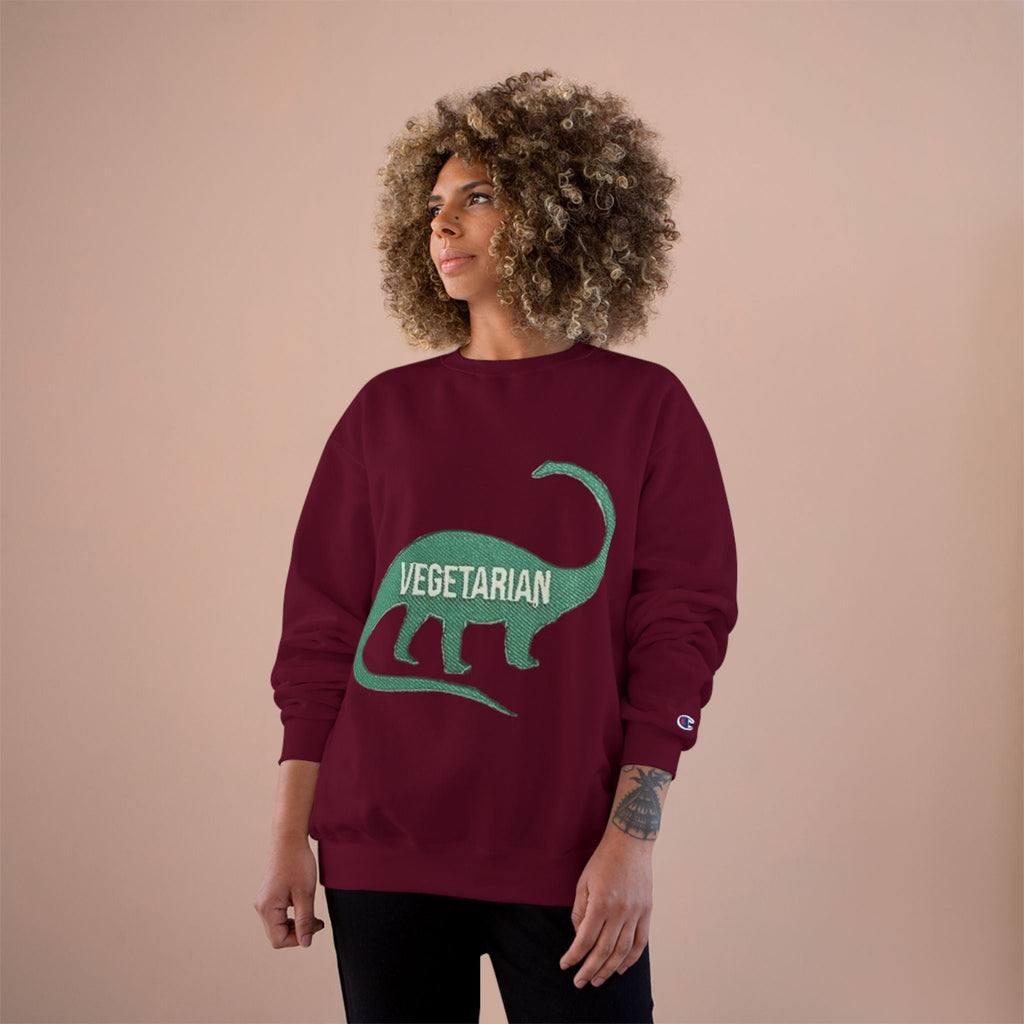 Vegetarian Dinosaur Sweatshirt — Retro Dino Crewneck for Vegans Printify