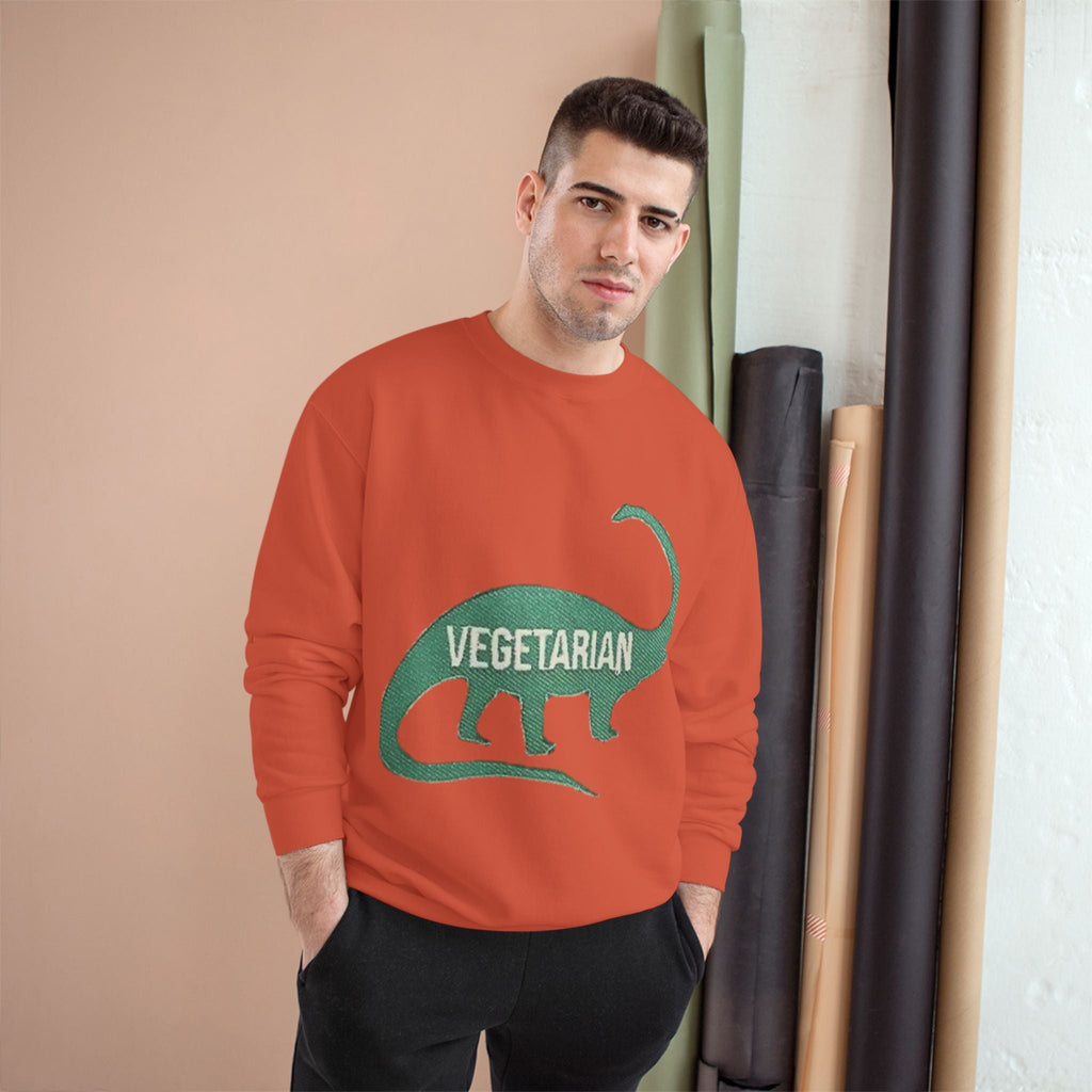 Vegetarian Dinosaur Sweatshirt — Retro Dino Crewneck for Vegans Printify
