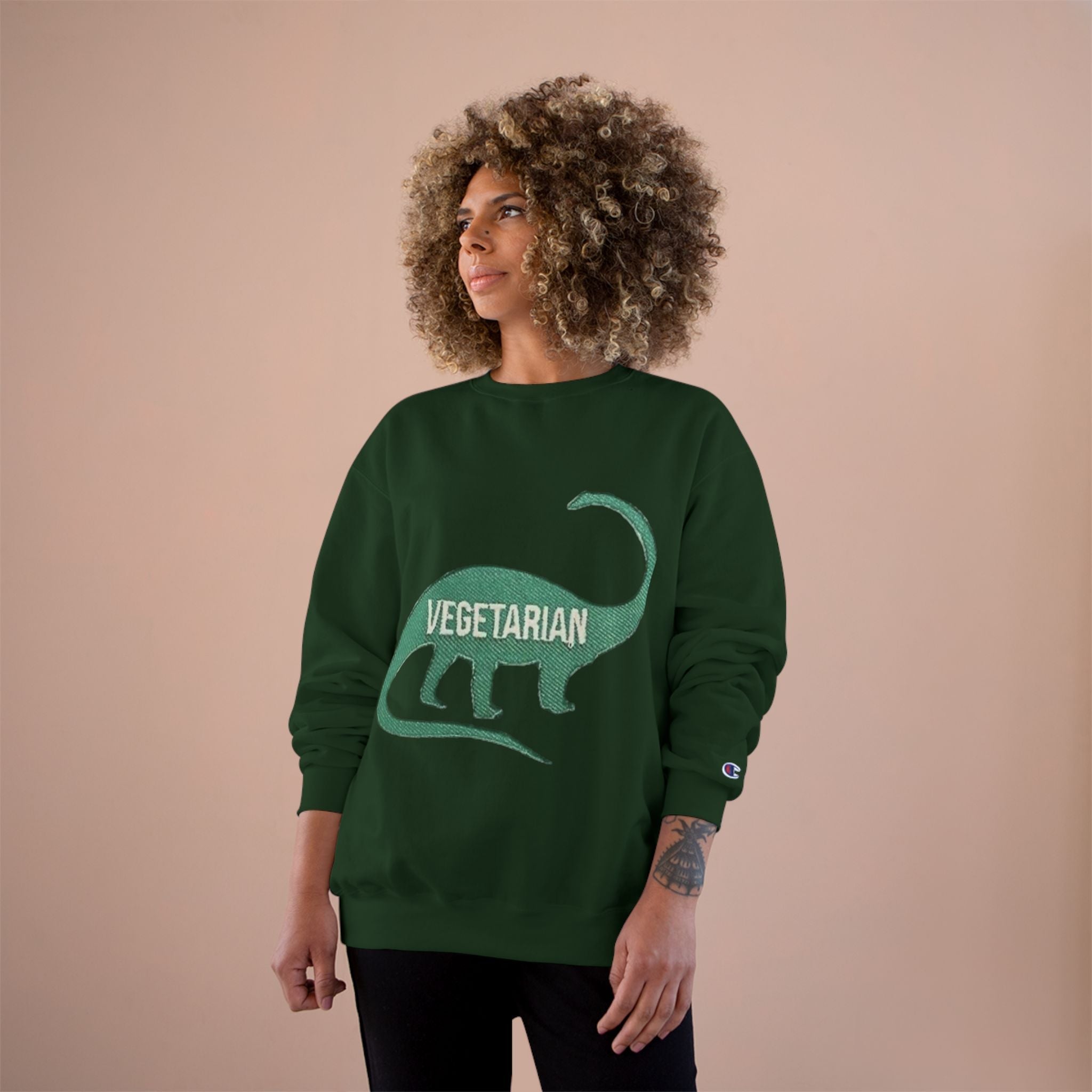 Vegetarian Dinosaur Sweatshirt — Retro Dino Crewneck for Vegans Printify