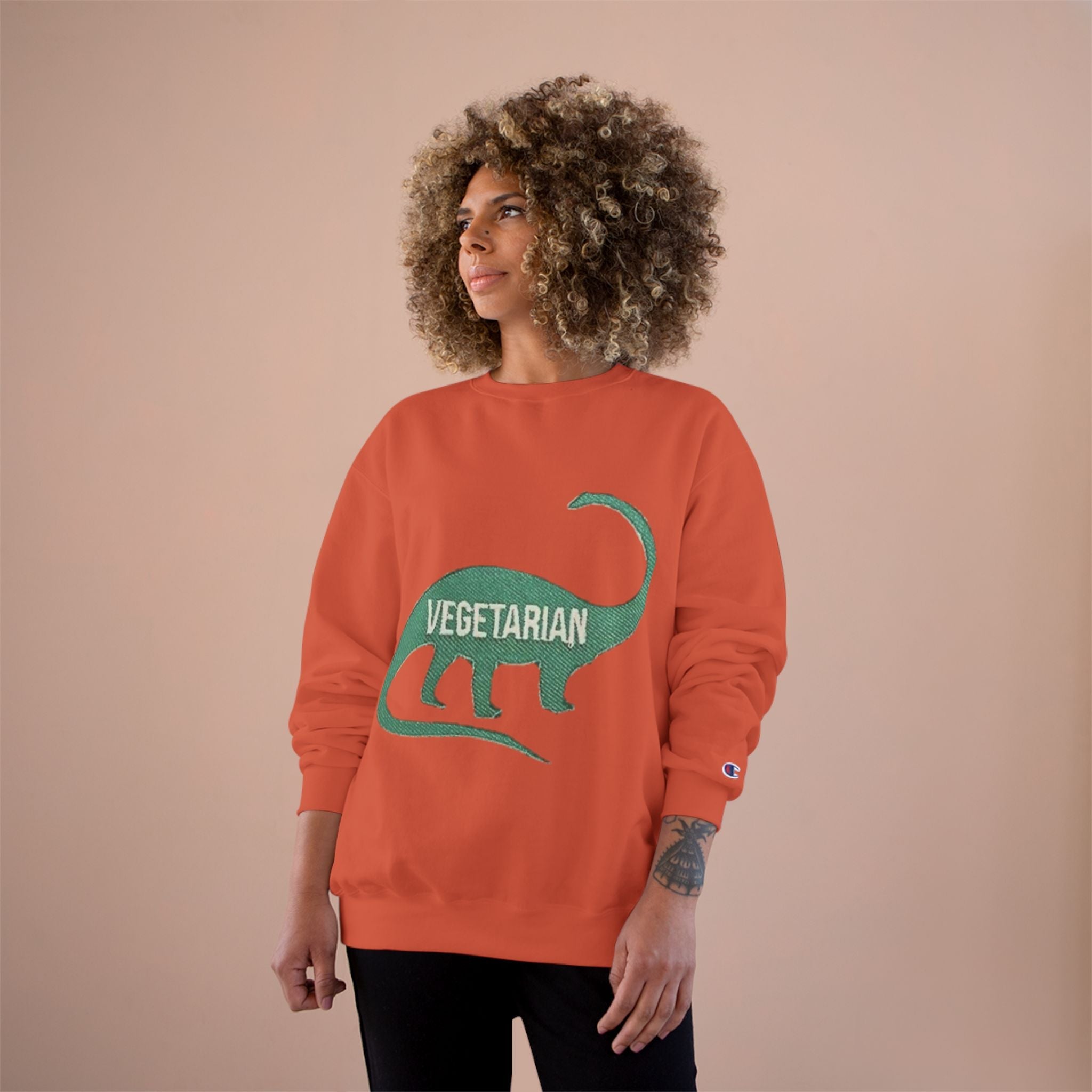 Vegetarian Dinosaur Sweatshirt — Retro Dino Crewneck for Vegans Printify