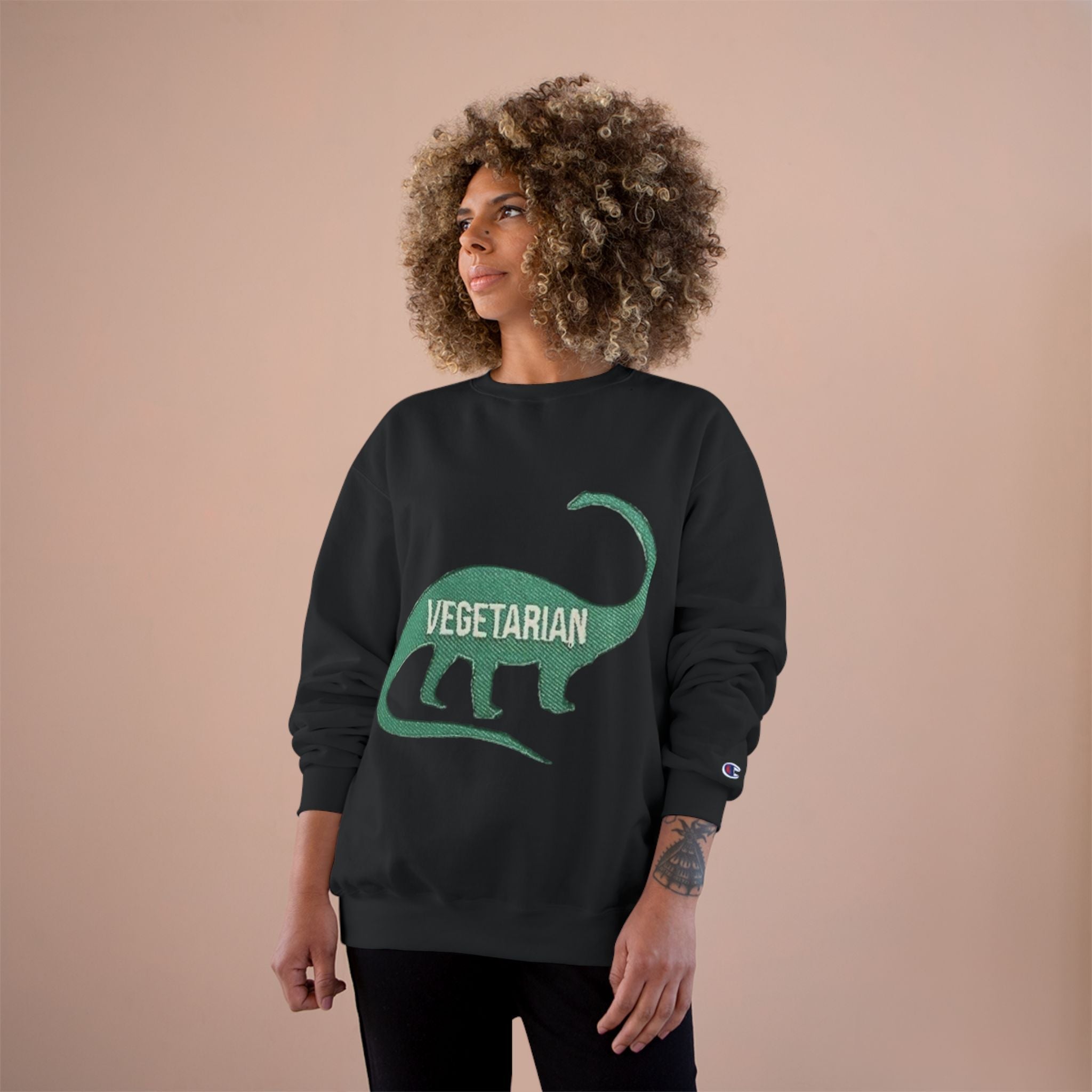 Vegetarian Dinosaur Sweatshirt — Retro Dino Crewneck for Vegans Printify