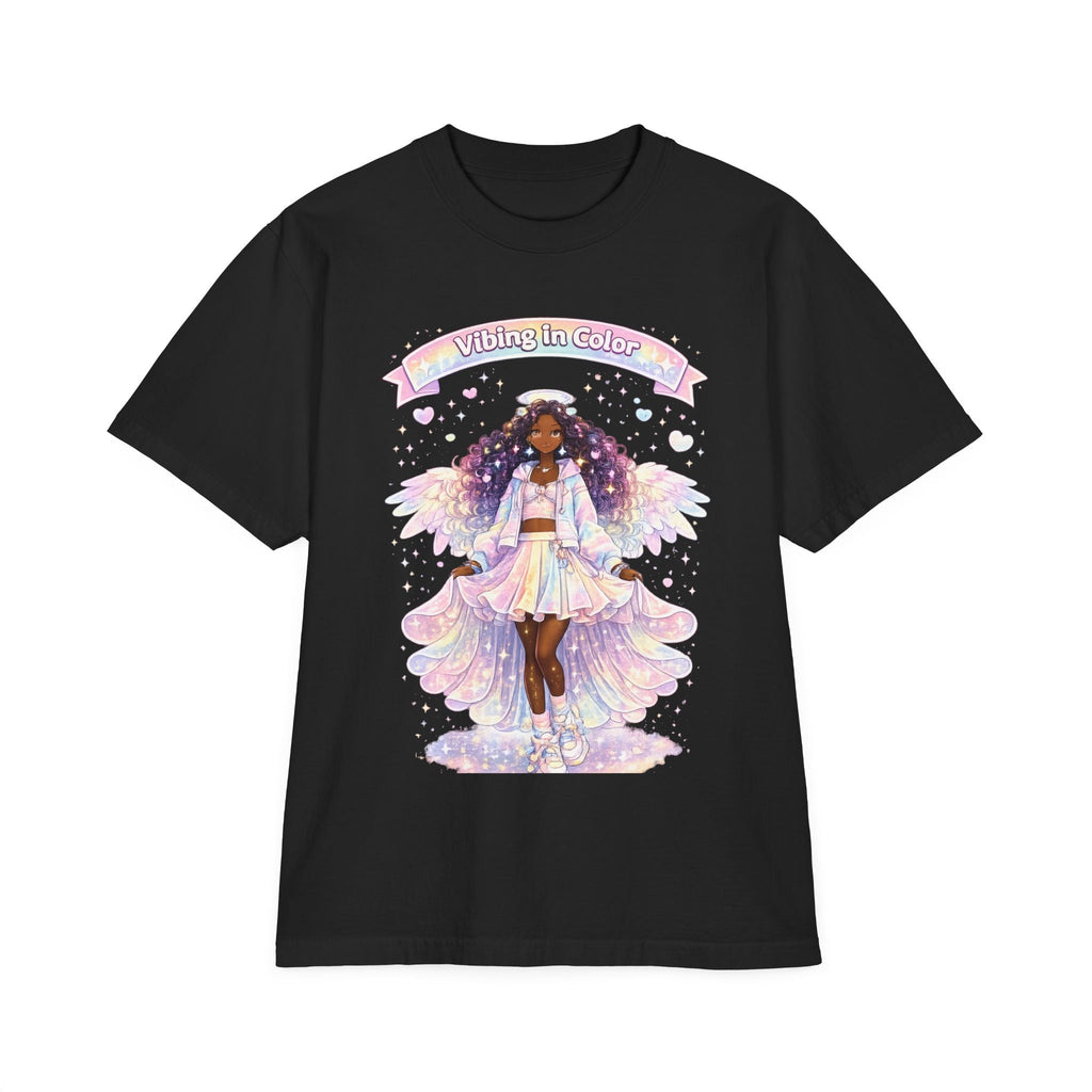 Vibing in Color T‑Shirt — Pastel Afrocentric Fairy Girl Graphic Tee Printify