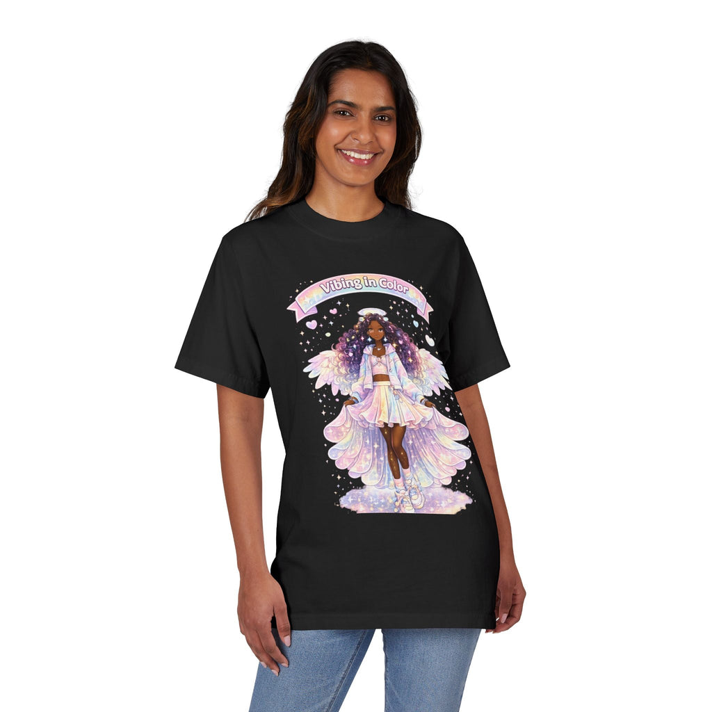 Vibing in Color T‑Shirt — Pastel Afrocentric Fairy Girl Graphic Tee Printify