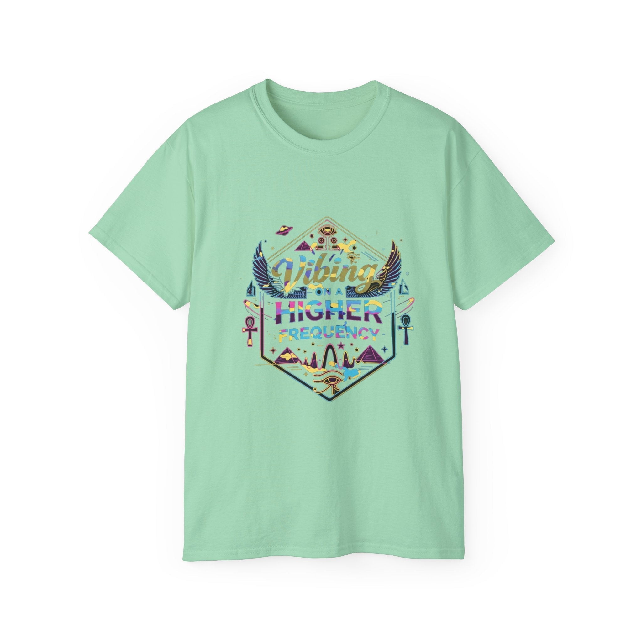 Vibing at a Higher Frequency T-Shirt — Spiritual Vibes Graphic Tee Printify