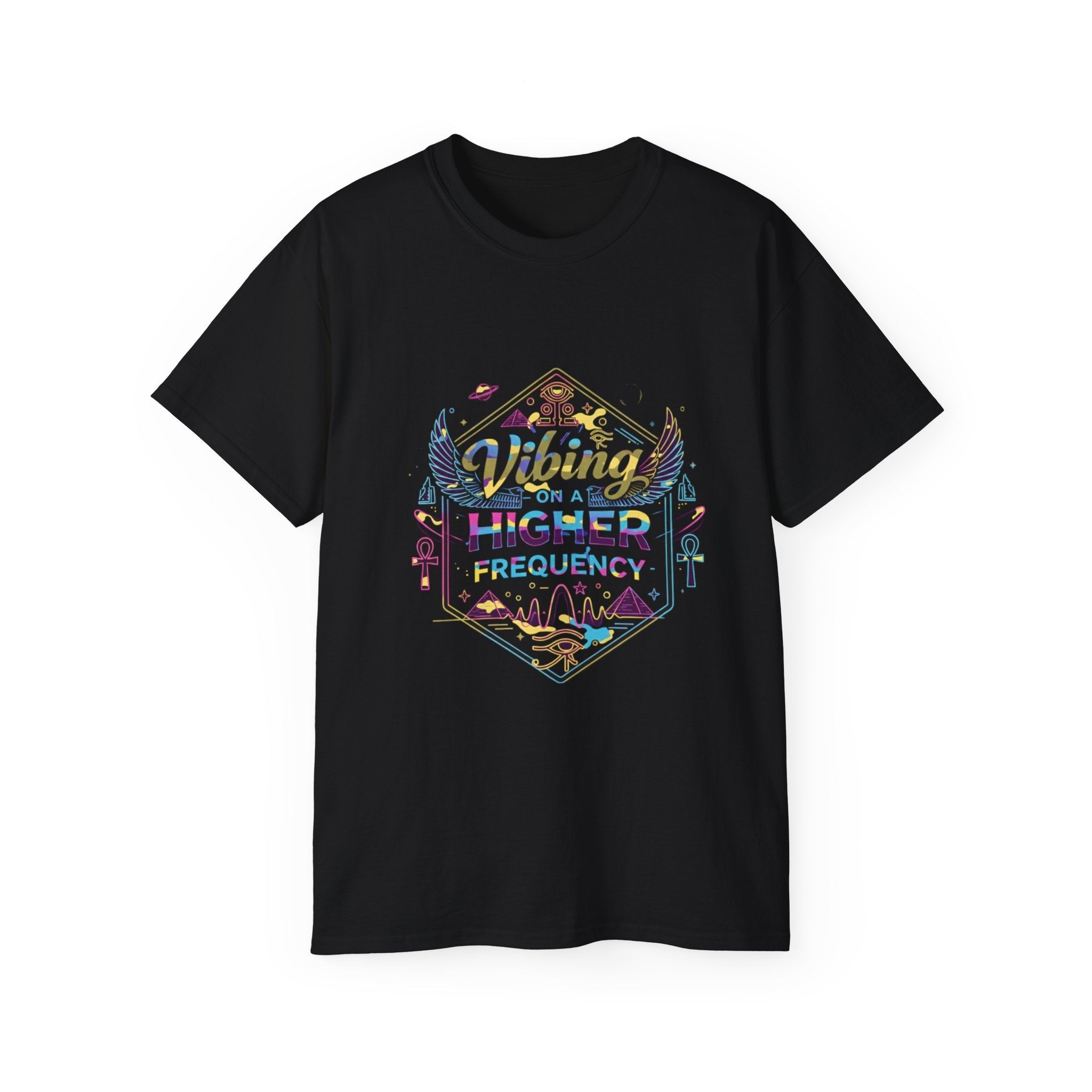 Vibing at a Higher Frequency T-Shirt — Spiritual Vibes Graphic Tee Printify
