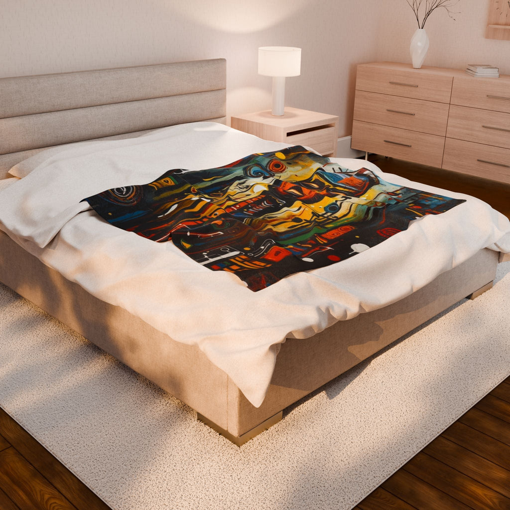 Vibrant Art-Inspired Velveteen Plush Blanket - Cozy Home Décor for Creative Souls Printify