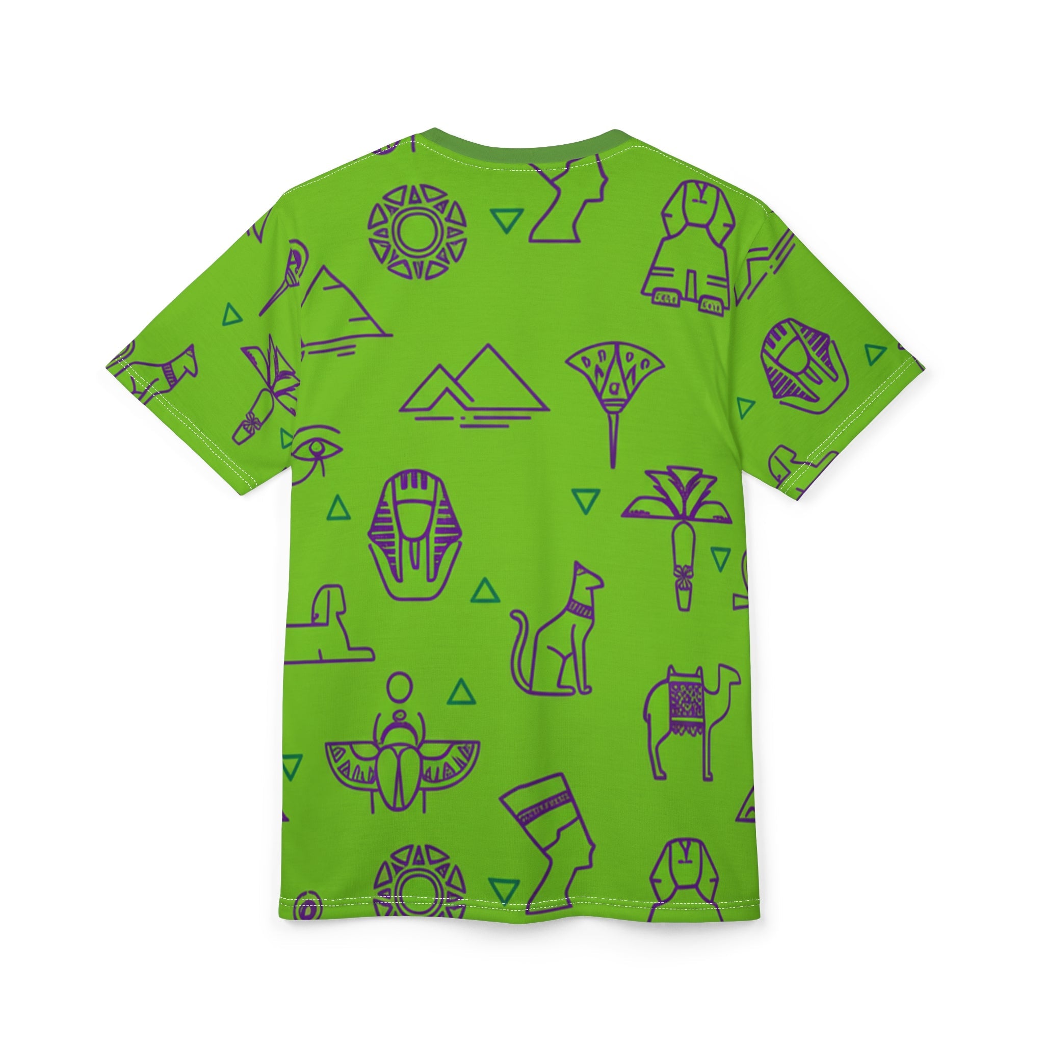 Vibrant Egyptian Print Tee, Unisex Graphic T-shirt, AOP Casual Wear, Unique Gift for Adventurers, Statement Summer Top Printify
