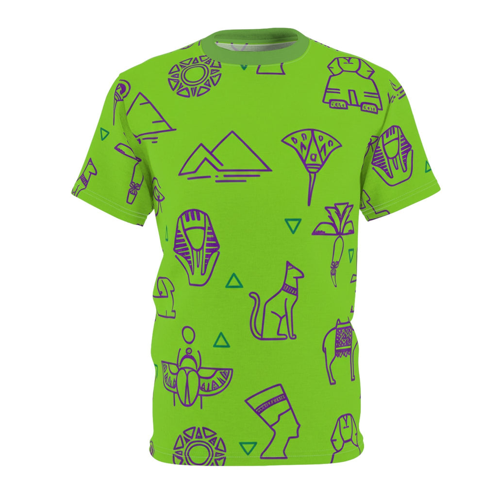 Vibrant Egyptian Print Tee, Unisex Graphic T-shirt, AOP Casual Wear, Unique Gift for Adventurers, Statement Summer Top Printify