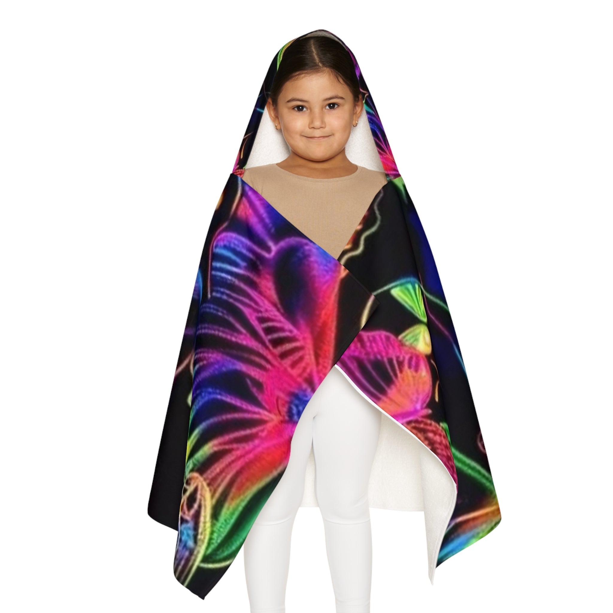 Vibrant Floral Youth Hooded Towel, Colorful Bath Towel for Kids, Pool Days, Beach Trips, Summer Fun, Kids Gift Printify