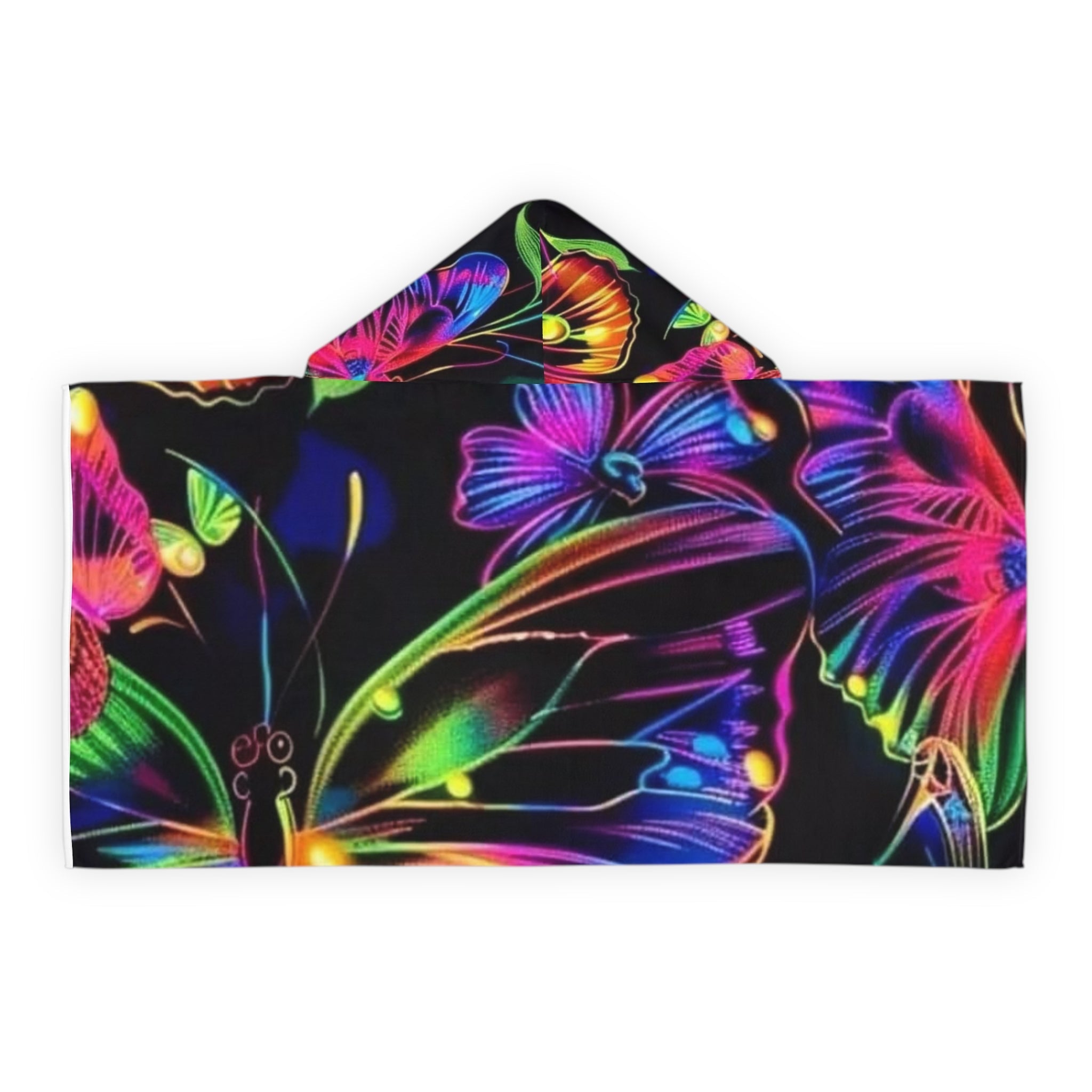 Vibrant Floral Youth Hooded Towel, Colorful Bath Towel for Kids, Pool Days, Beach Trips, Summer Fun, Kids Gift Printify