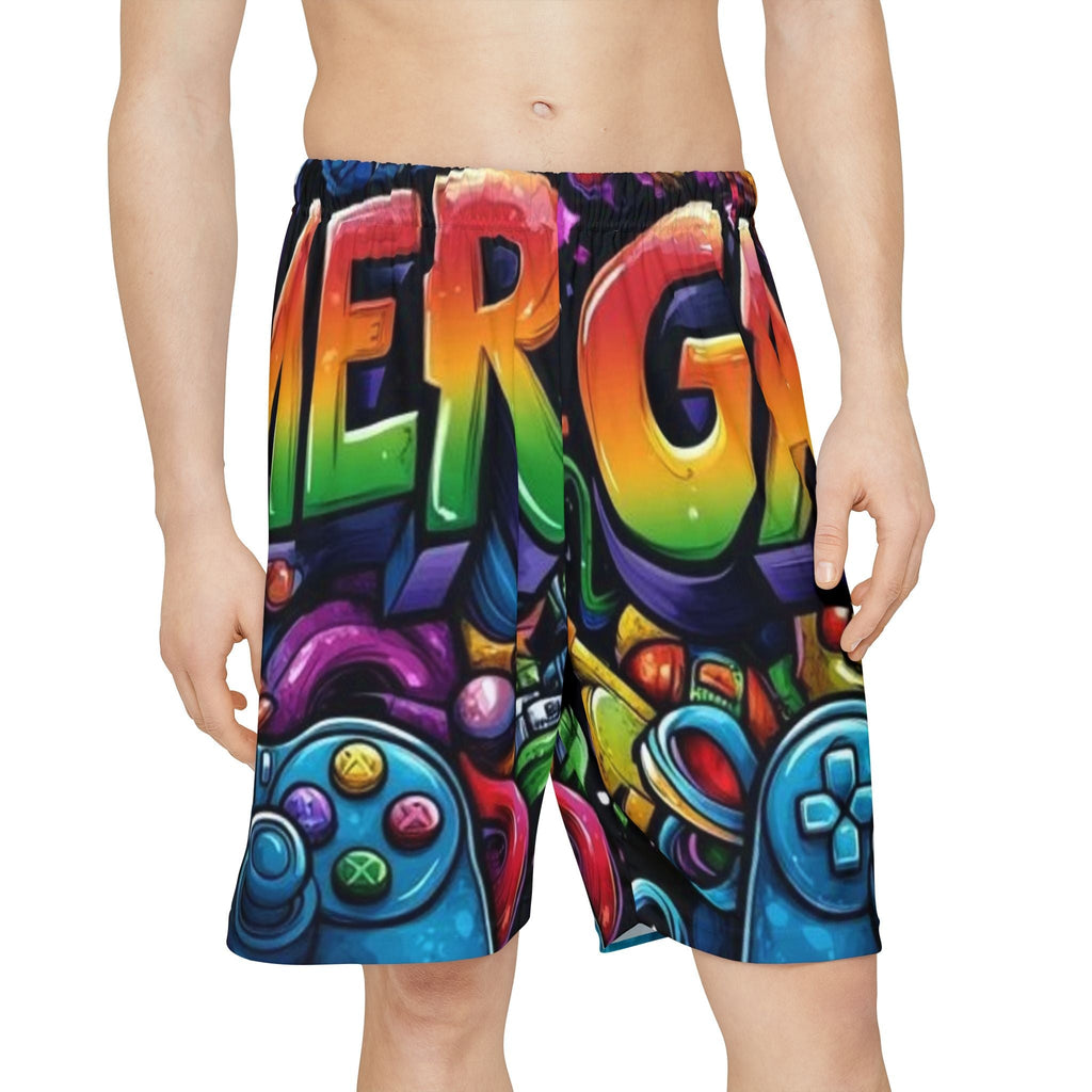 Vibrant Gamer Men's Sports Shorts, Perfect for Gaming Sessions, Summer Wear, Casual Outings, Gift for Gamers, Fun Activewear Printify