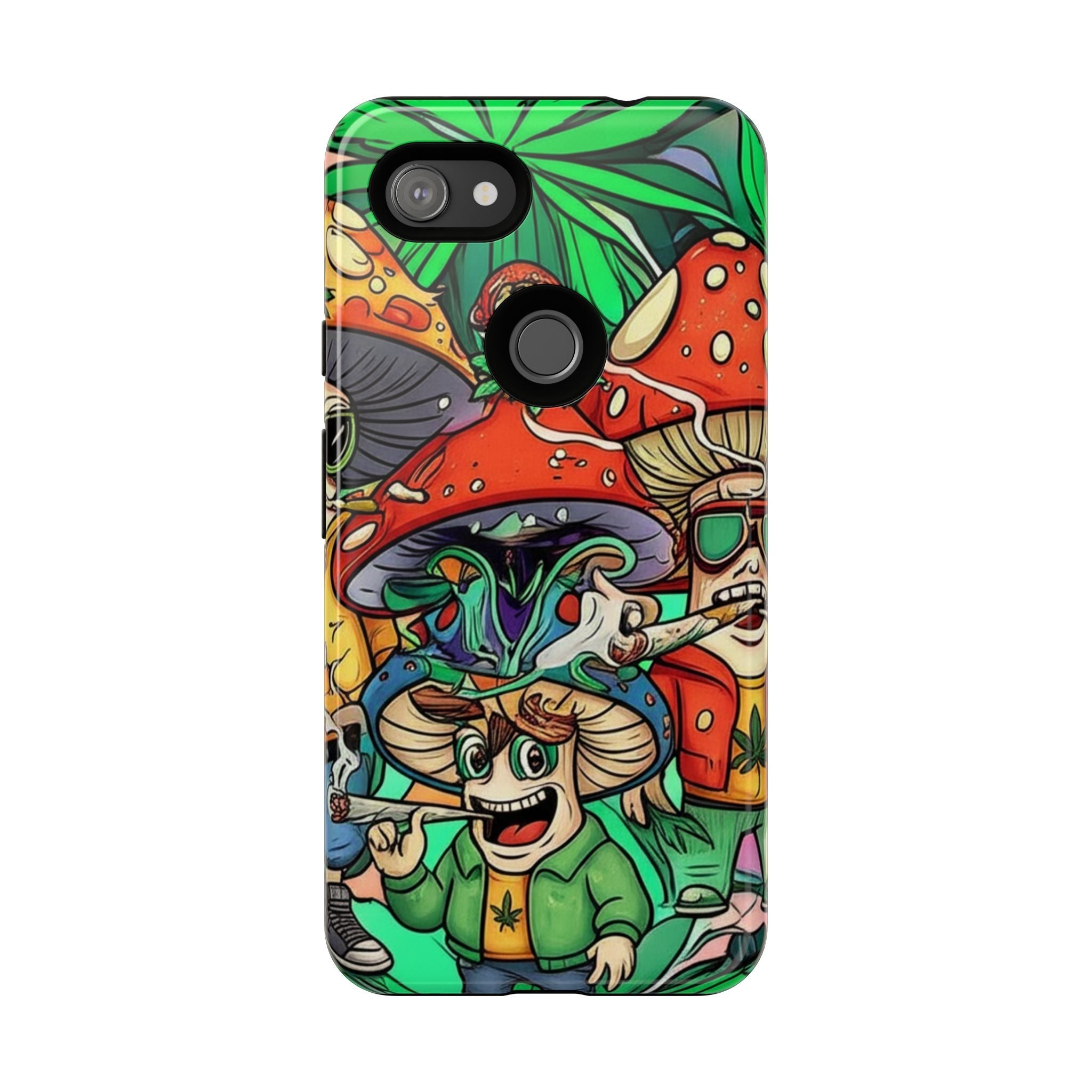 Vibrant Phone Case Featuring Funky Mushroom Art, Tough Cases, Trendy Accessories, Unique Gifts, Eclectic Style, Phone Protection Printify