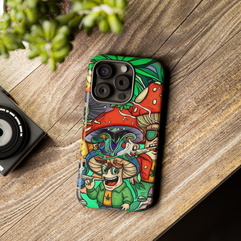Vibrant Phone Case Featuring Funky Mushroom Art, Tough Cases, Trendy Accessories, Unique Gifts, Eclectic Style, Phone Protection Printify