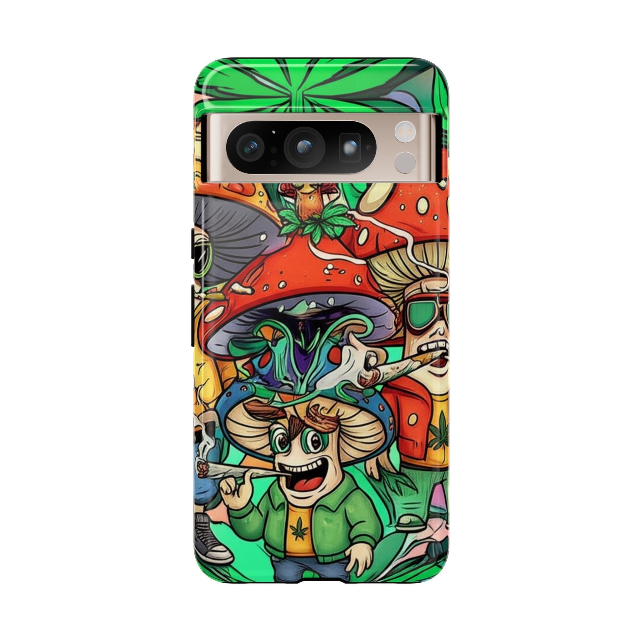 Vibrant Phone Case Featuring Funky Mushroom Art, Tough Cases, Trendy Accessories, Unique Gifts, Eclectic Style, Phone Protection Printify