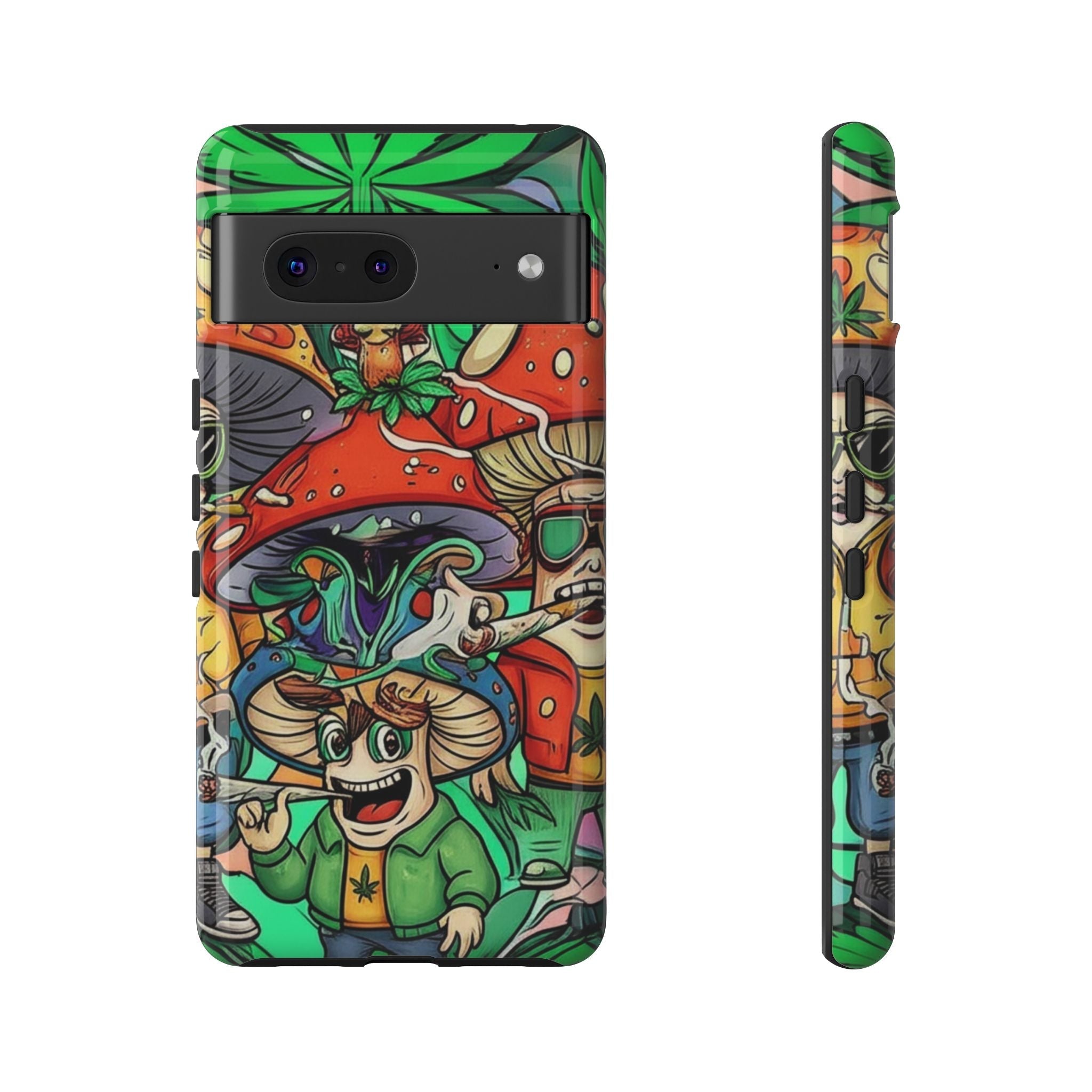 Vibrant Phone Case Featuring Funky Mushroom Art, Tough Cases, Trendy Accessories, Unique Gifts, Eclectic Style, Phone Protection Printify