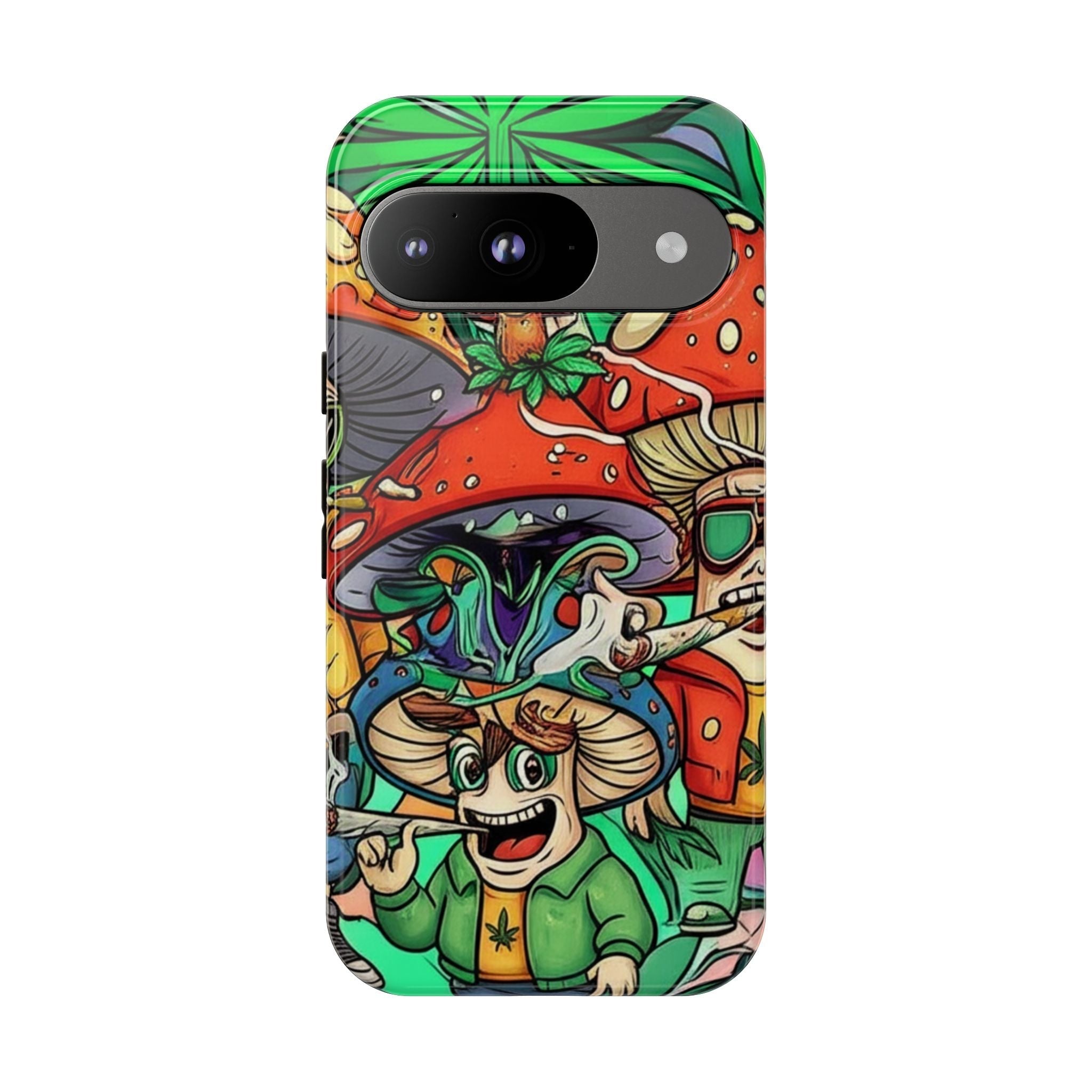 Vibrant Phone Case Featuring Funky Mushroom Art, Tough Cases, Trendy Accessories, Unique Gifts, Eclectic Style, Phone Protection Printify