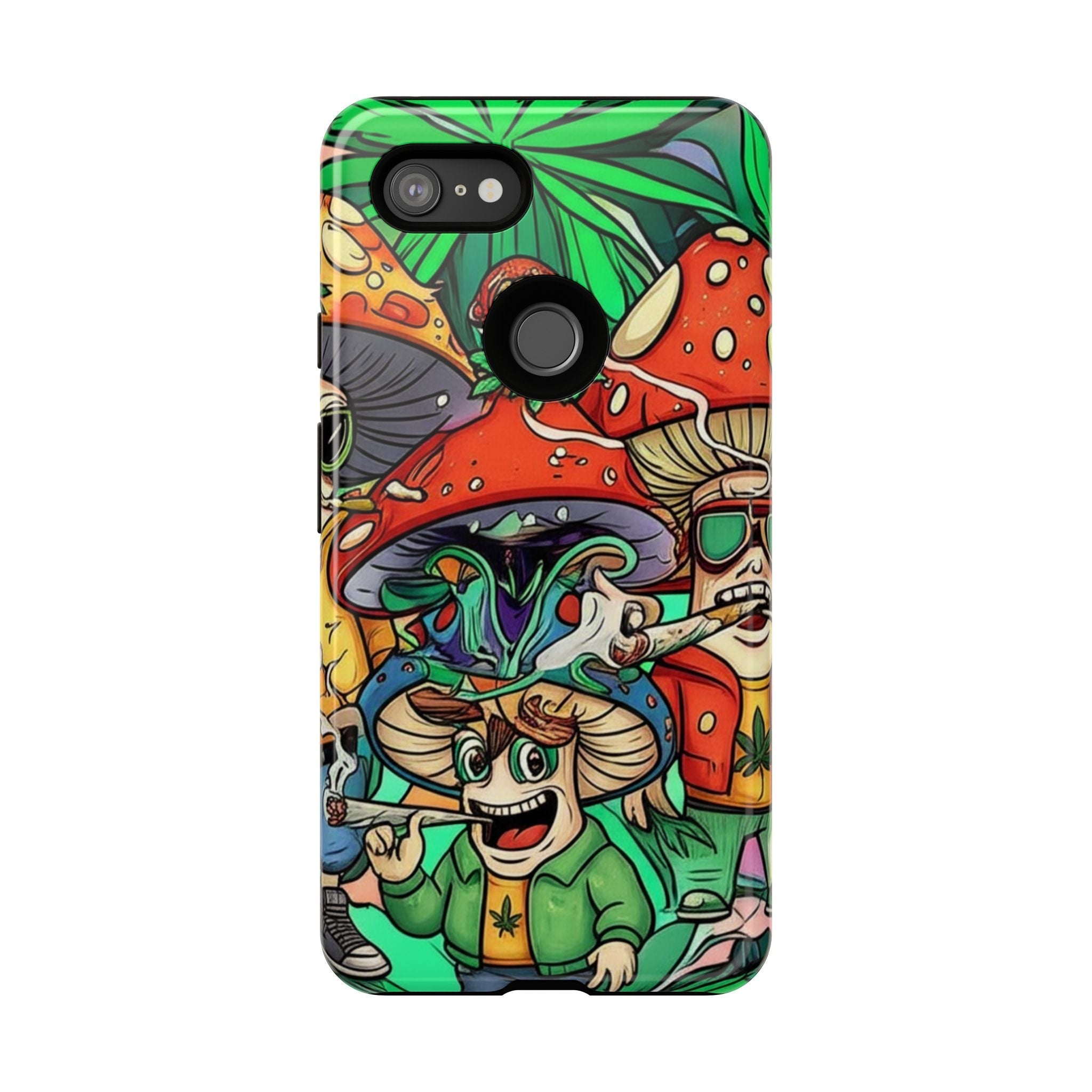 Vibrant Phone Case Featuring Funky Mushroom Art, Tough Cases, Trendy Accessories, Unique Gifts, Eclectic Style, Phone Protection Printify