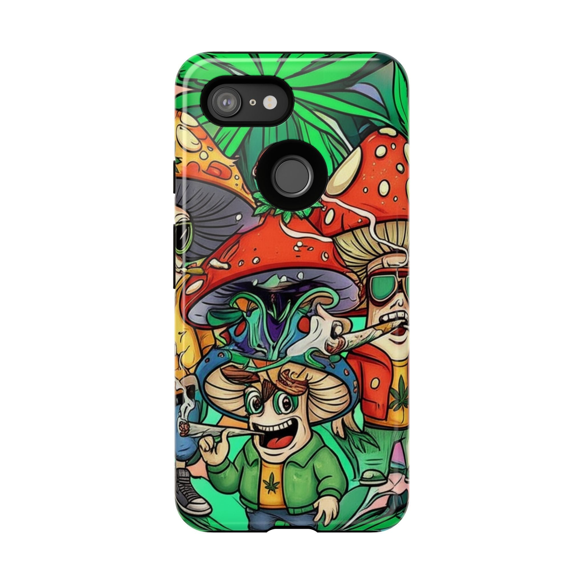 Vibrant Phone Case Featuring Funky Mushroom Art, Tough Cases, Trendy Accessories, Unique Gifts, Eclectic Style, Phone Protection Printify