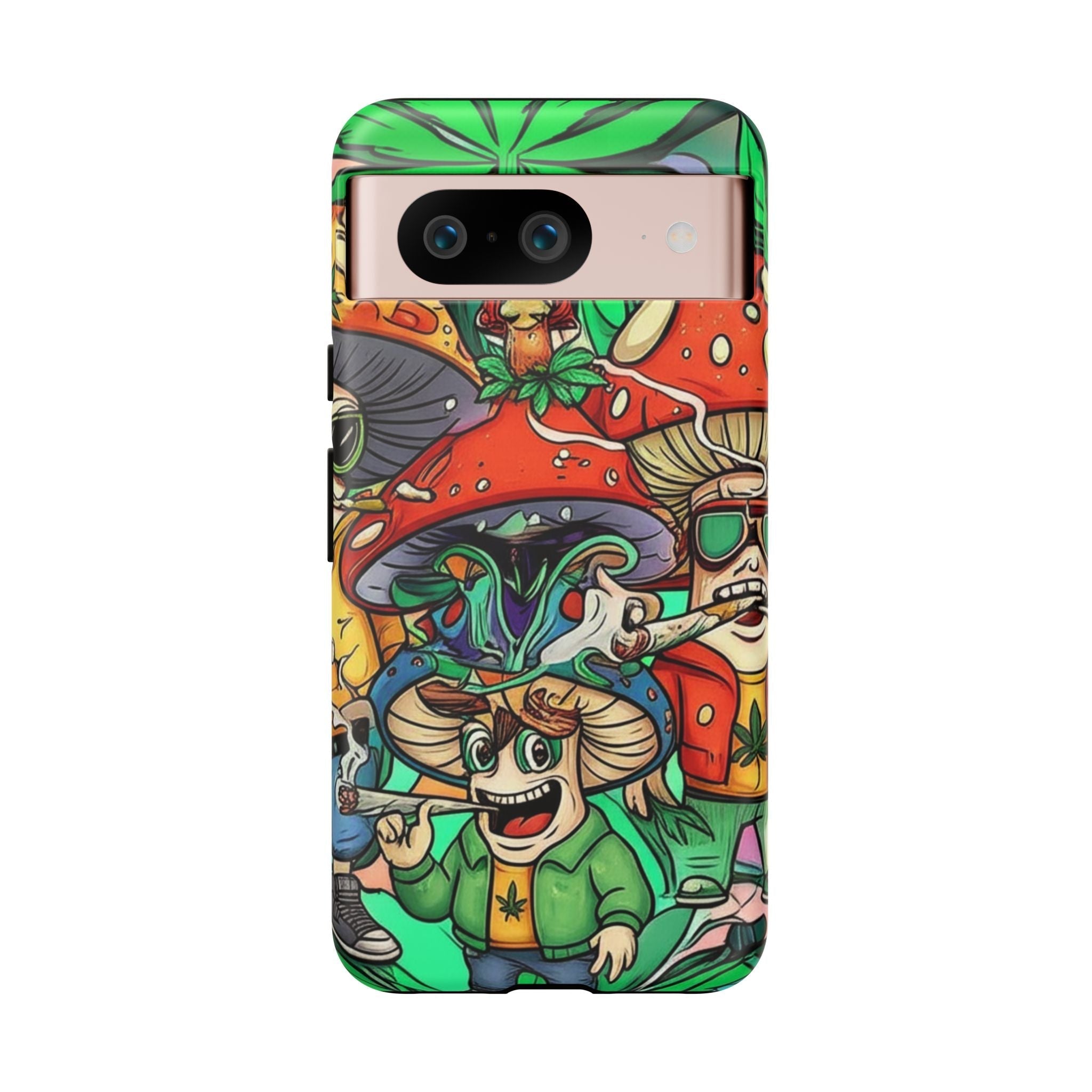 Vibrant Phone Case Featuring Funky Mushroom Art, Tough Cases, Trendy Accessories, Unique Gifts, Eclectic Style, Phone Protection Printify