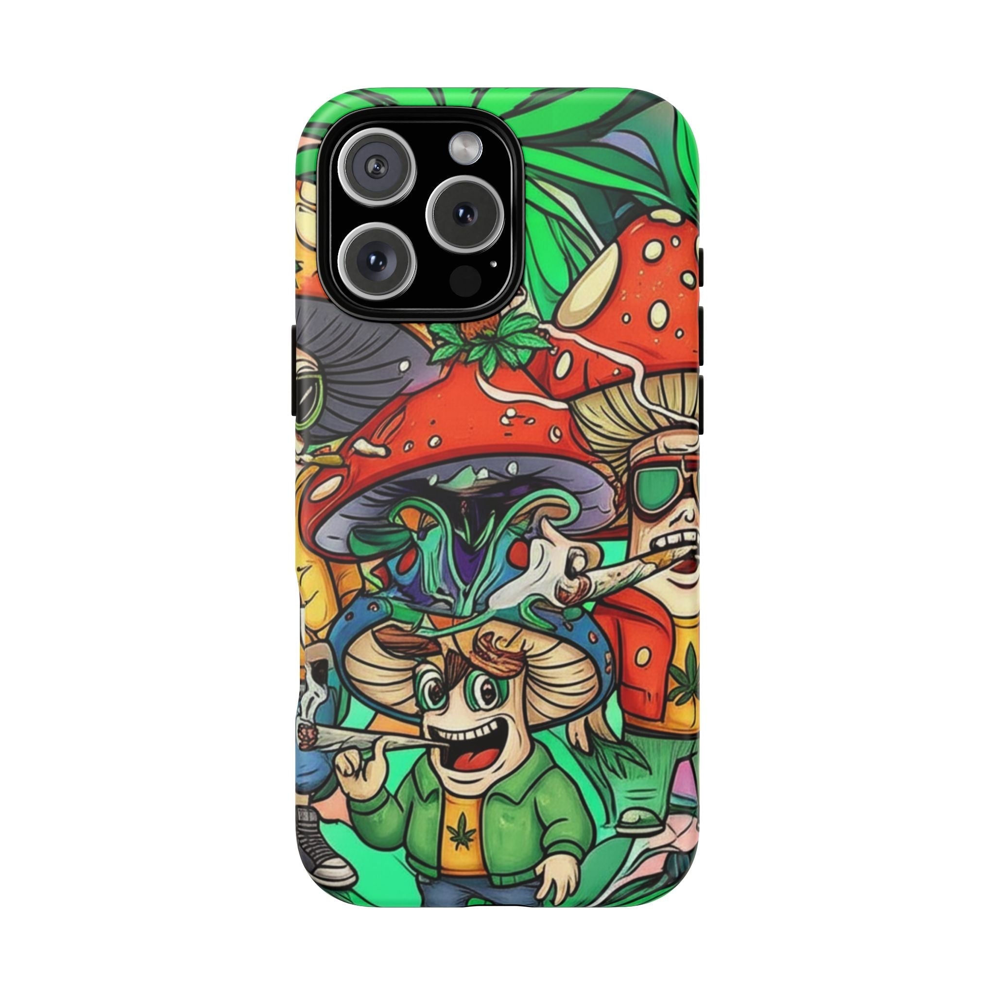 Vibrant Phone Case Featuring Funky Mushroom Art, Tough Cases, Trendy Accessories, Unique Gifts, Eclectic Style, Phone Protection Printify
