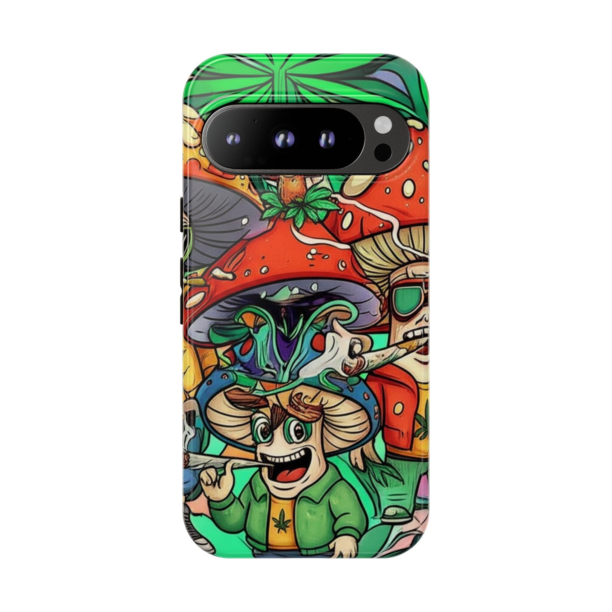 Vibrant Phone Case Featuring Funky Mushroom Art, Tough Cases, Trendy Accessories, Unique Gifts, Eclectic Style, Phone Protection Printify