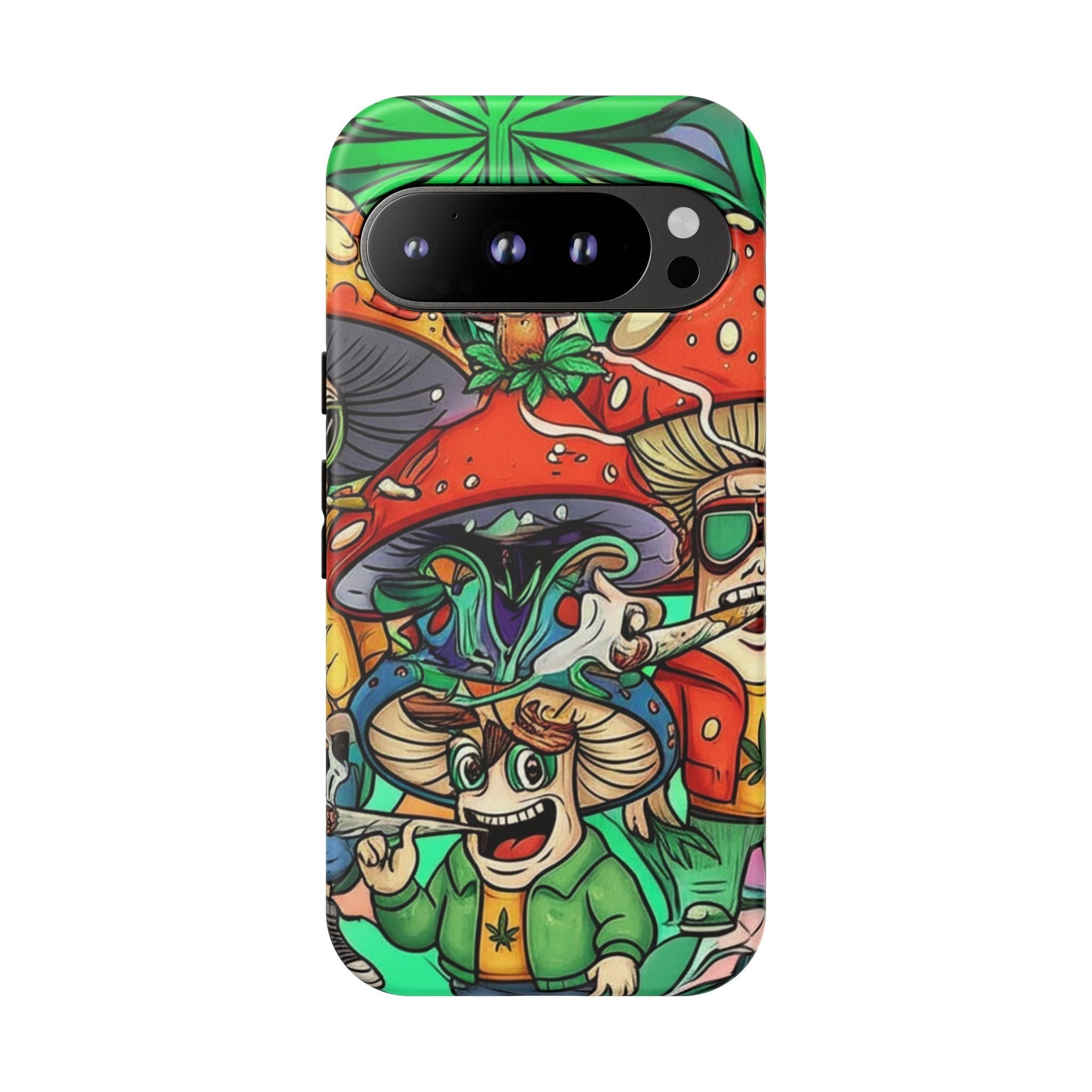 Vibrant Phone Case Featuring Funky Mushroom Art, Tough Cases, Trendy Accessories, Unique Gifts, Eclectic Style, Phone Protection Printify
