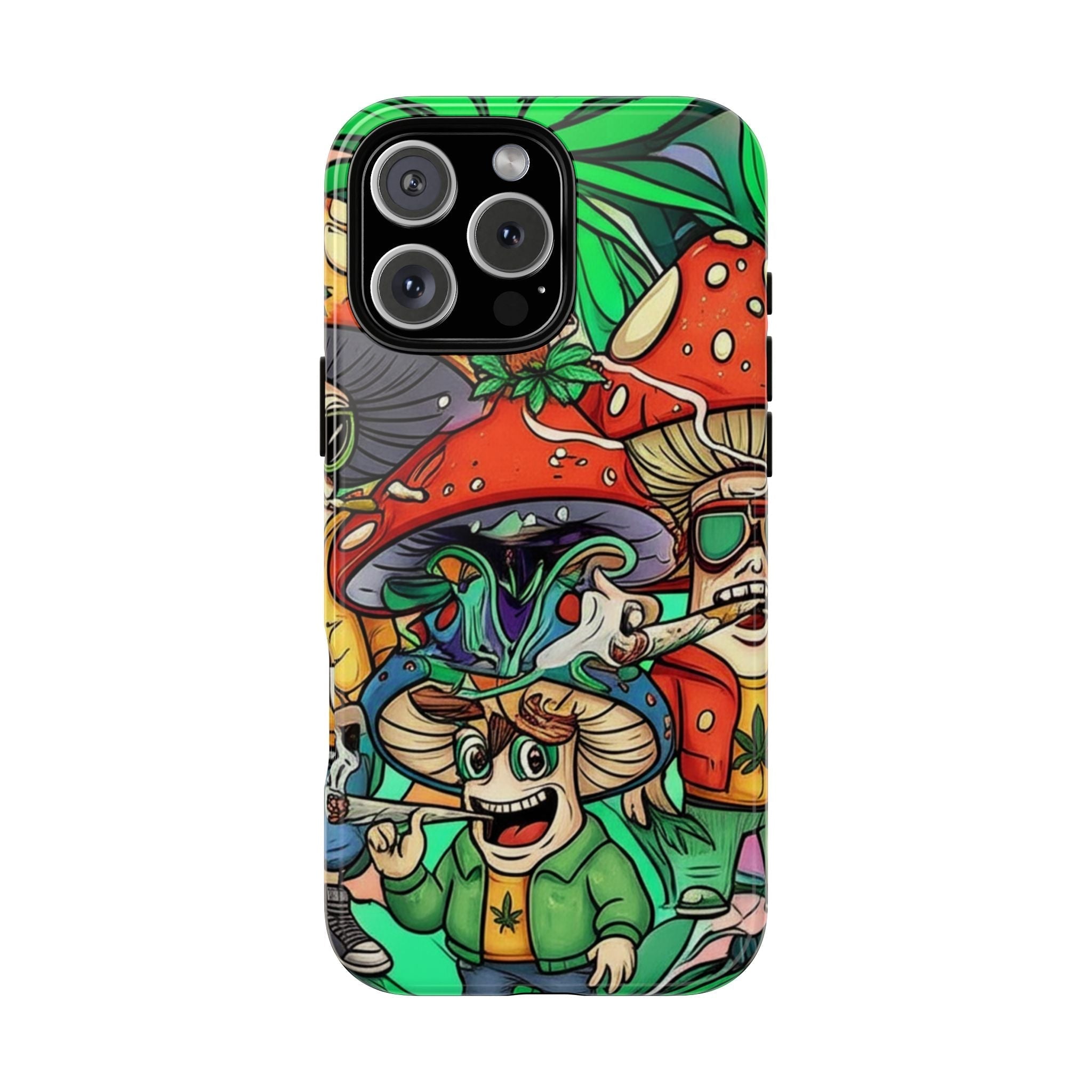 Vibrant Phone Case Featuring Funky Mushroom Art, Tough Cases, Trendy Accessories, Unique Gifts, Eclectic Style, Phone Protection Printify
