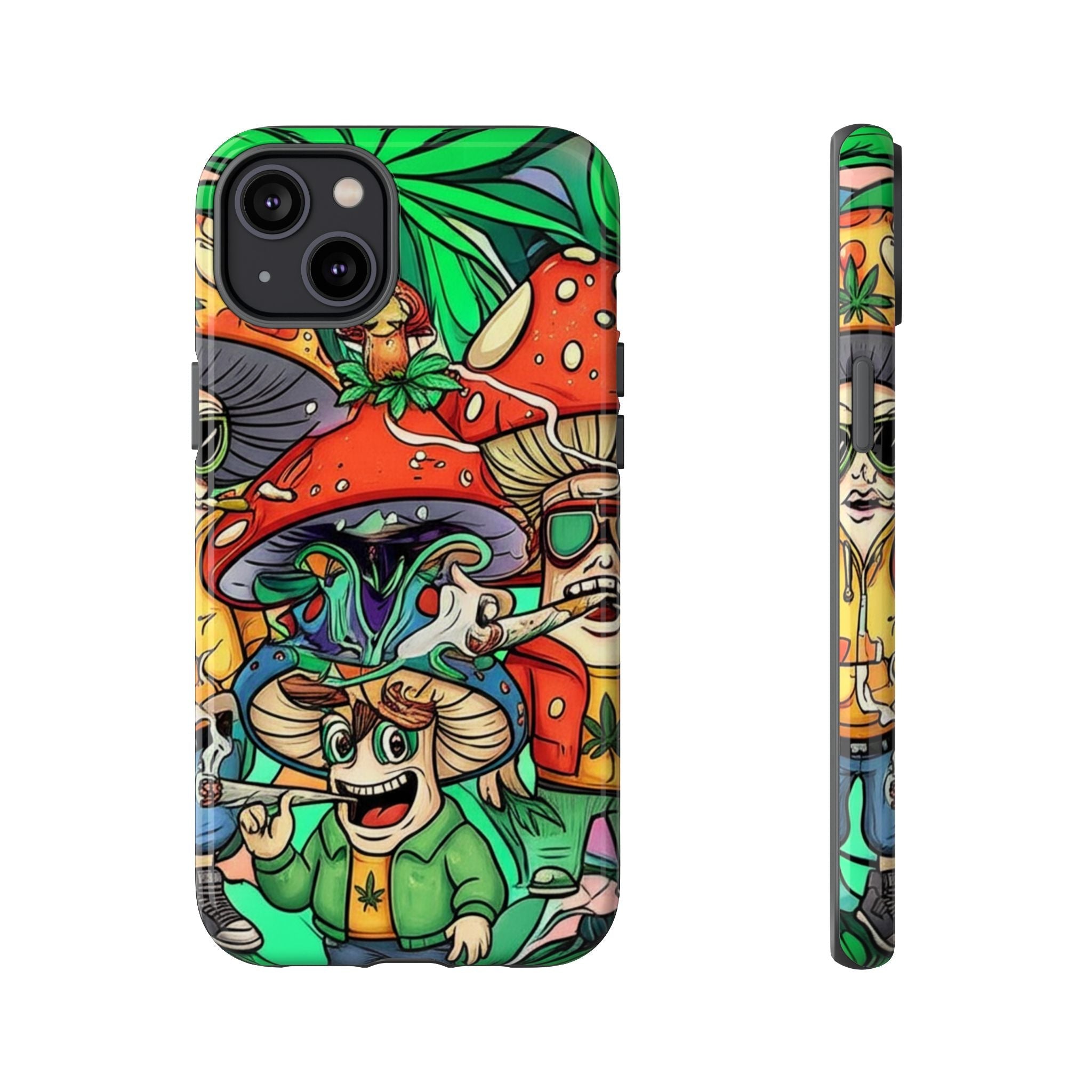 Vibrant Phone Case Featuring Funky Mushroom Art, Tough Cases, Trendy Accessories, Unique Gifts, Eclectic Style, Phone Protection Printify