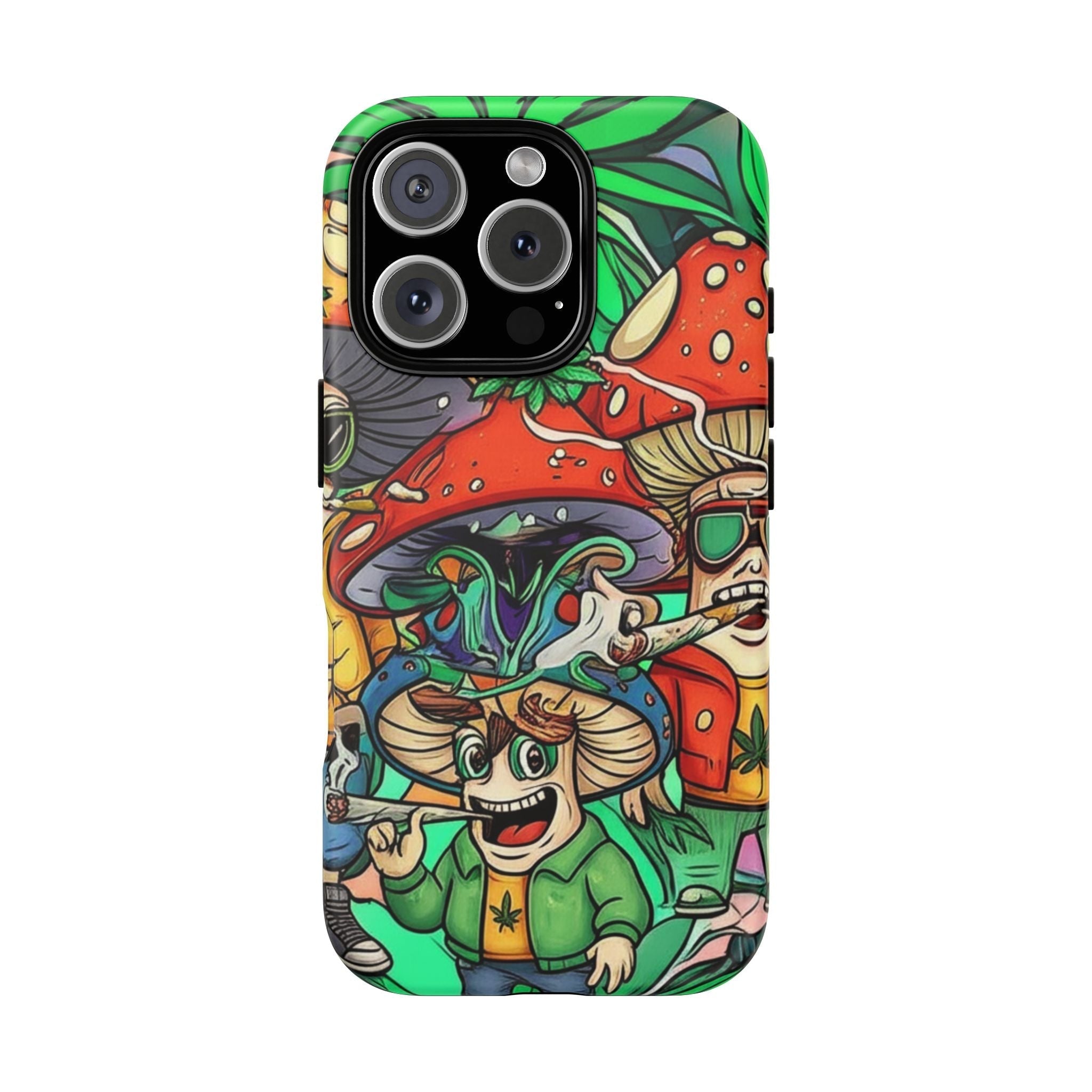 Vibrant Phone Case Featuring Funky Mushroom Art, Tough Cases, Trendy Accessories, Unique Gifts, Eclectic Style, Phone Protection Printify