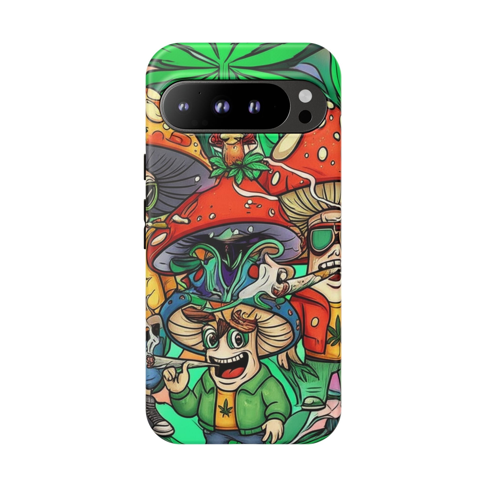 Vibrant Phone Case Featuring Funky Mushroom Art, Tough Cases, Trendy Accessories, Unique Gifts, Eclectic Style, Phone Protection Printify