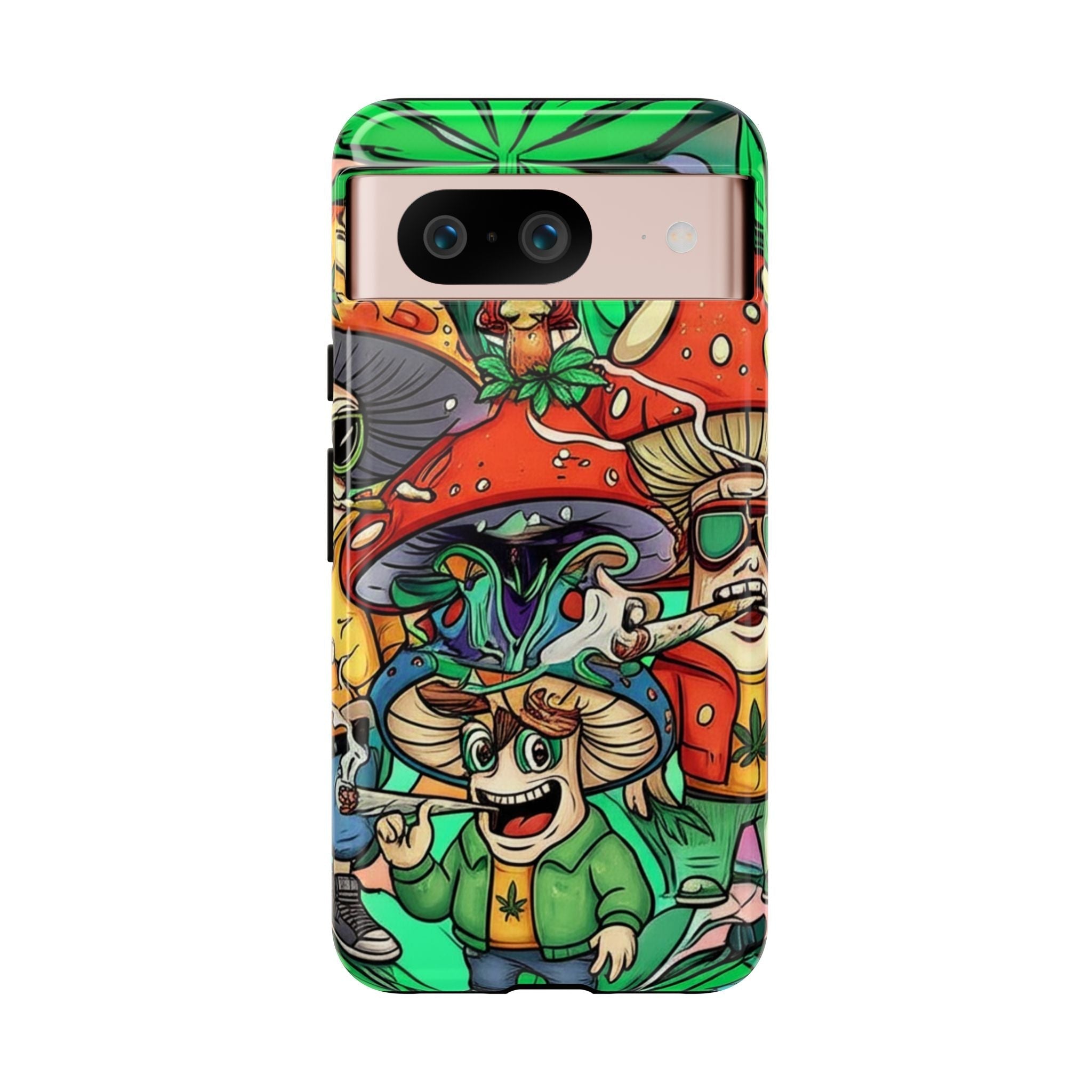Vibrant Phone Case Featuring Funky Mushroom Art, Tough Cases, Trendy Accessories, Unique Gifts, Eclectic Style, Phone Protection Printify