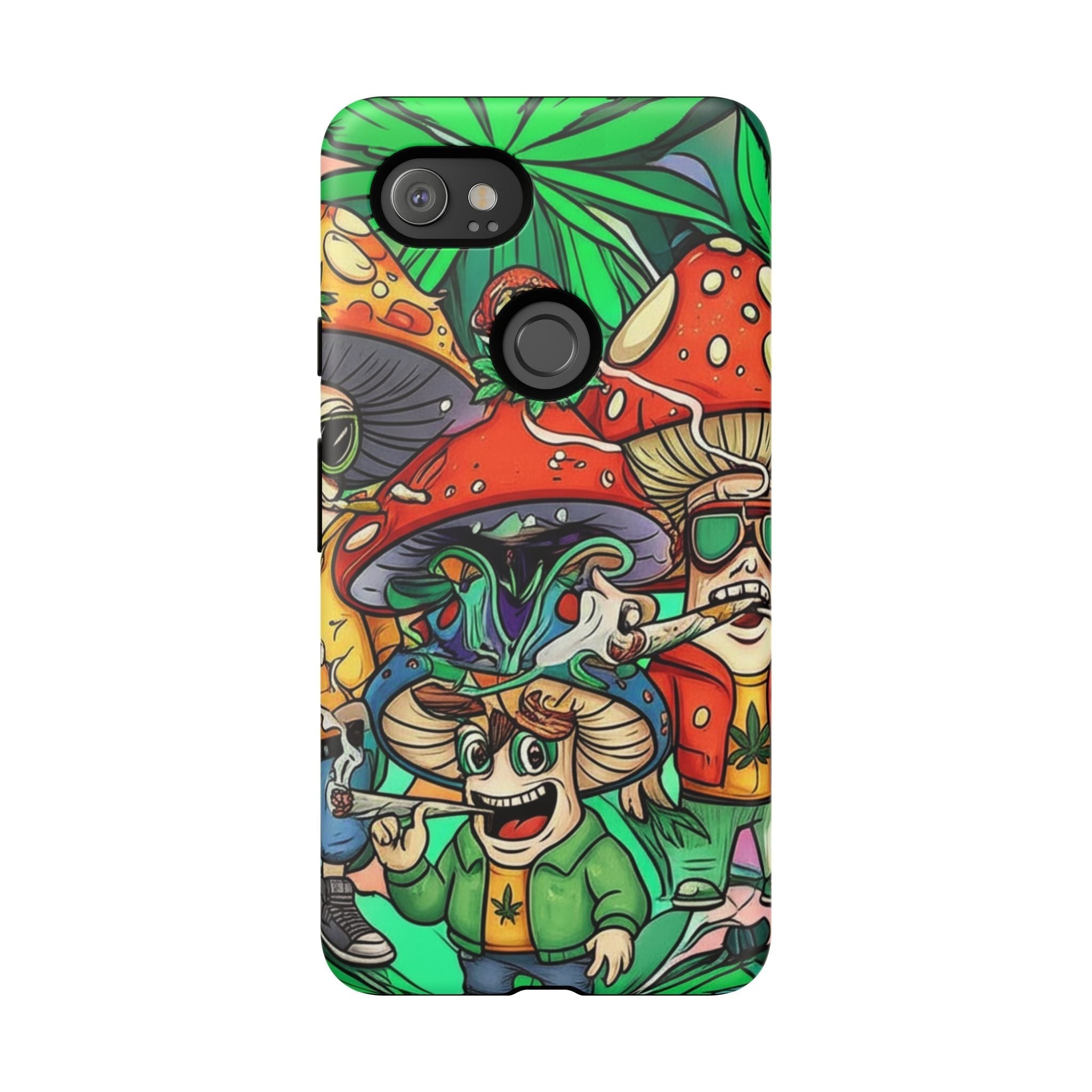 Vibrant Phone Case Featuring Funky Mushroom Art, Tough Cases, Trendy Accessories, Unique Gifts, Eclectic Style, Phone Protection Printify