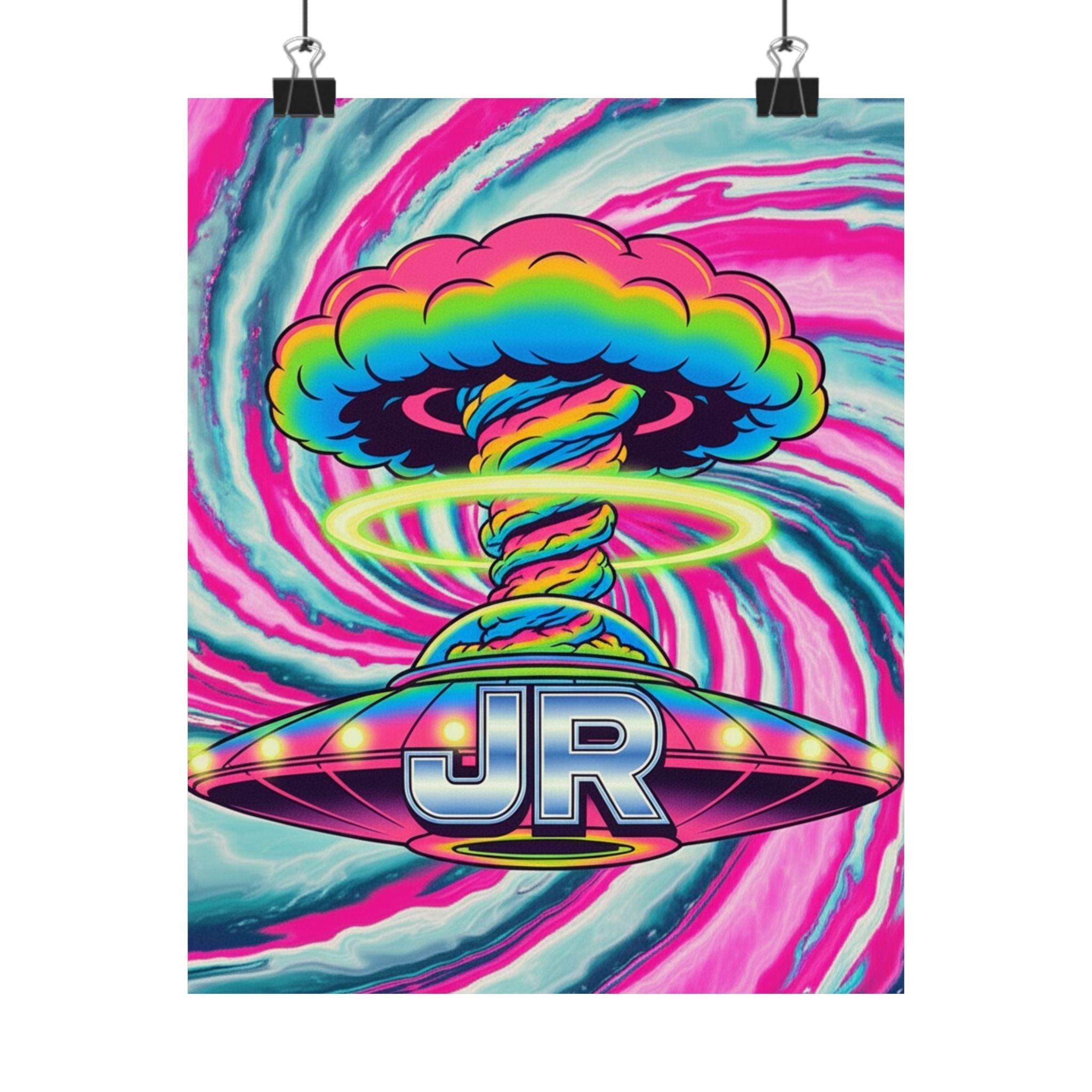 Vibrant Sci-Fi Vertical Poster, Retro Wall Art, Colorful Room Decor, Gift for Space Lovers, Funky Home Decoration, JR Design Printify