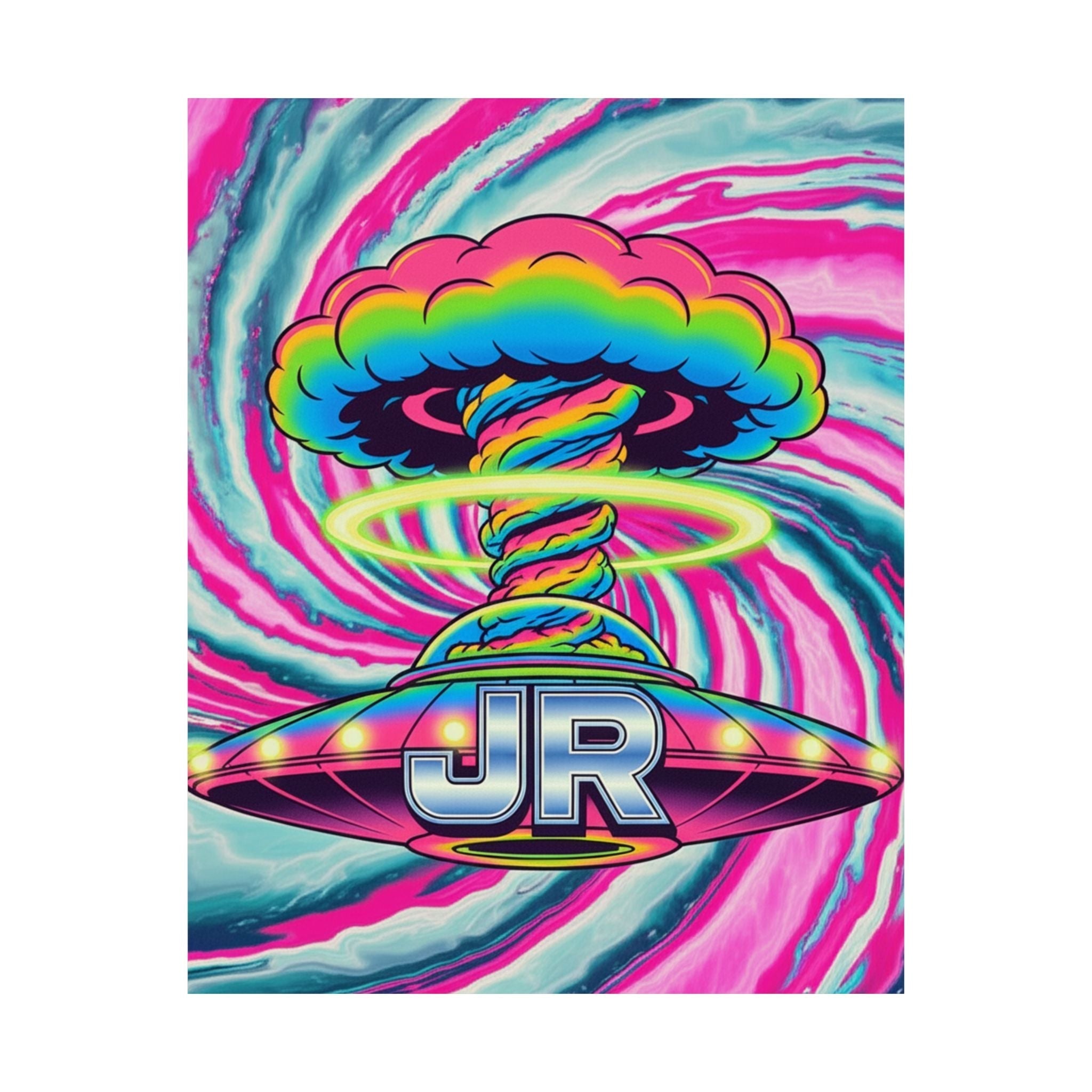 Vibrant Sci-Fi Vertical Poster, Retro Wall Art, Colorful Room Decor, Gift for Space Lovers, Funky Home Decoration, JR Design Printify
