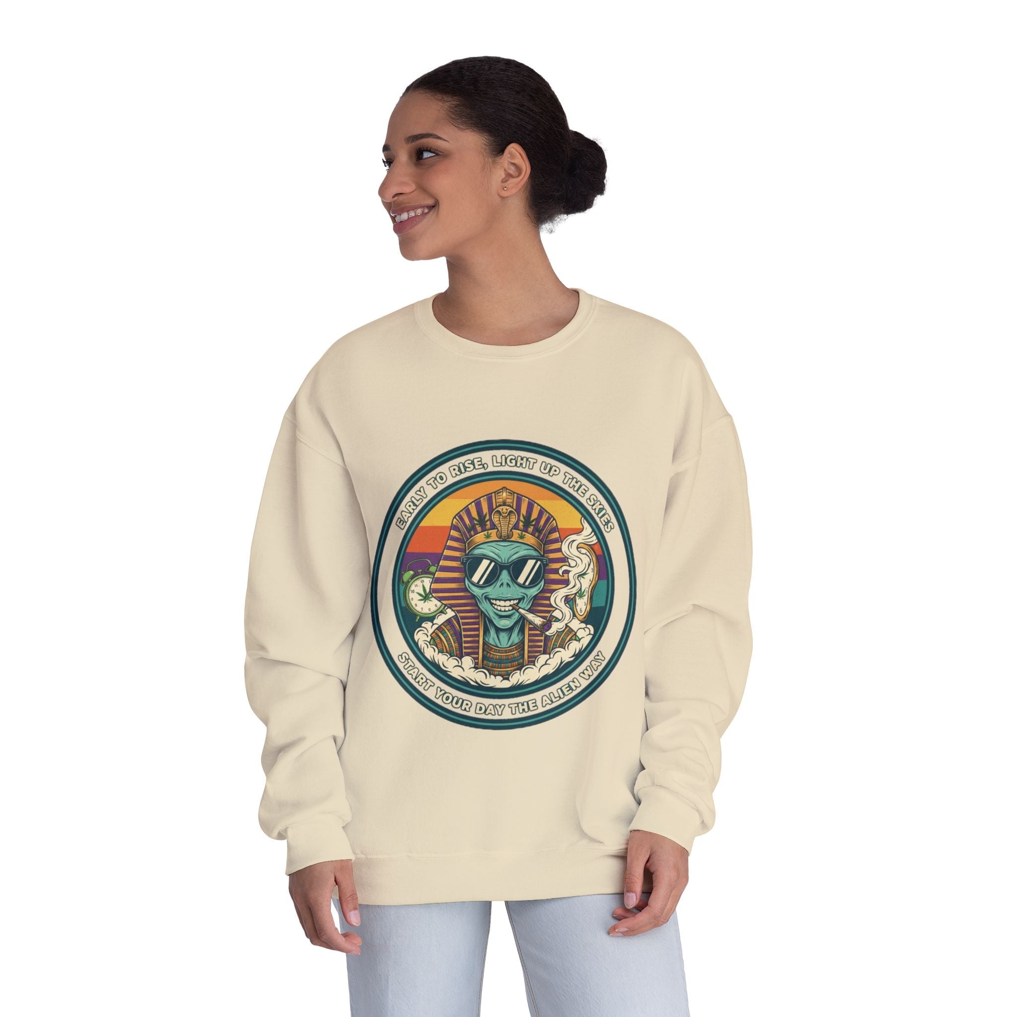 Vintage Surf Vibes Crewneck Sweatshirt — Retro Sun, Waves & ‘Stay Salty’ Graphic