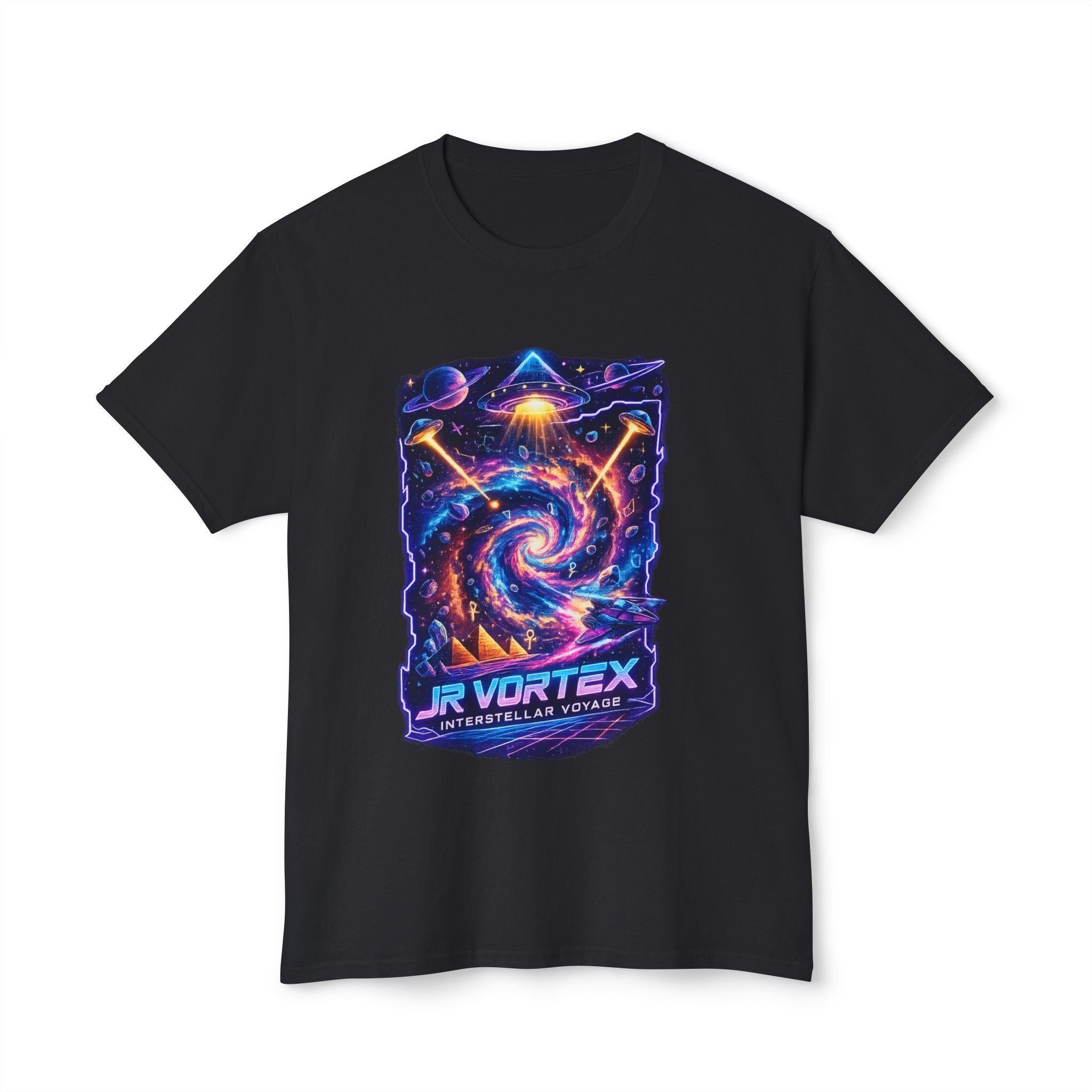 Vortex Nebula T-Shirt — 'JR VORTEX' Cosmic Spiral Graphic Tee Printify