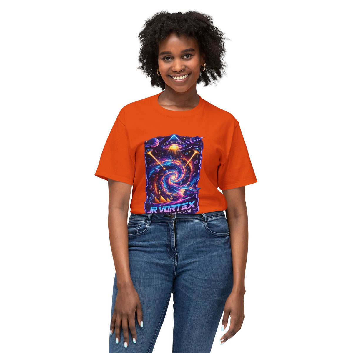 Vortex Nebula T-Shirt — 'JR VORTEX' Cosmic Spiral Graphic Tee Printify