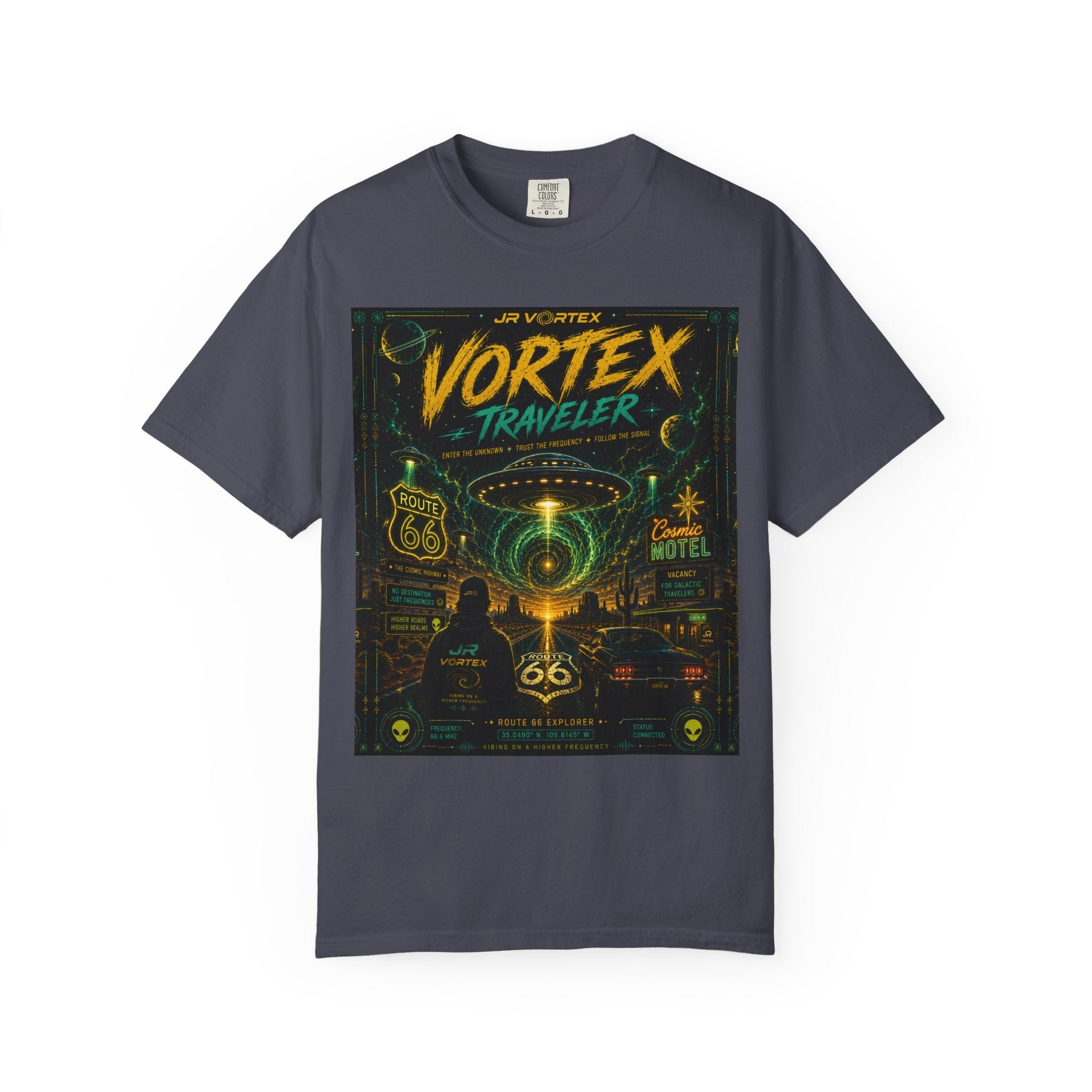 Vortex Traveler T-Shirt — Retro Sci‑Fi Roadtrip Graphic Tee