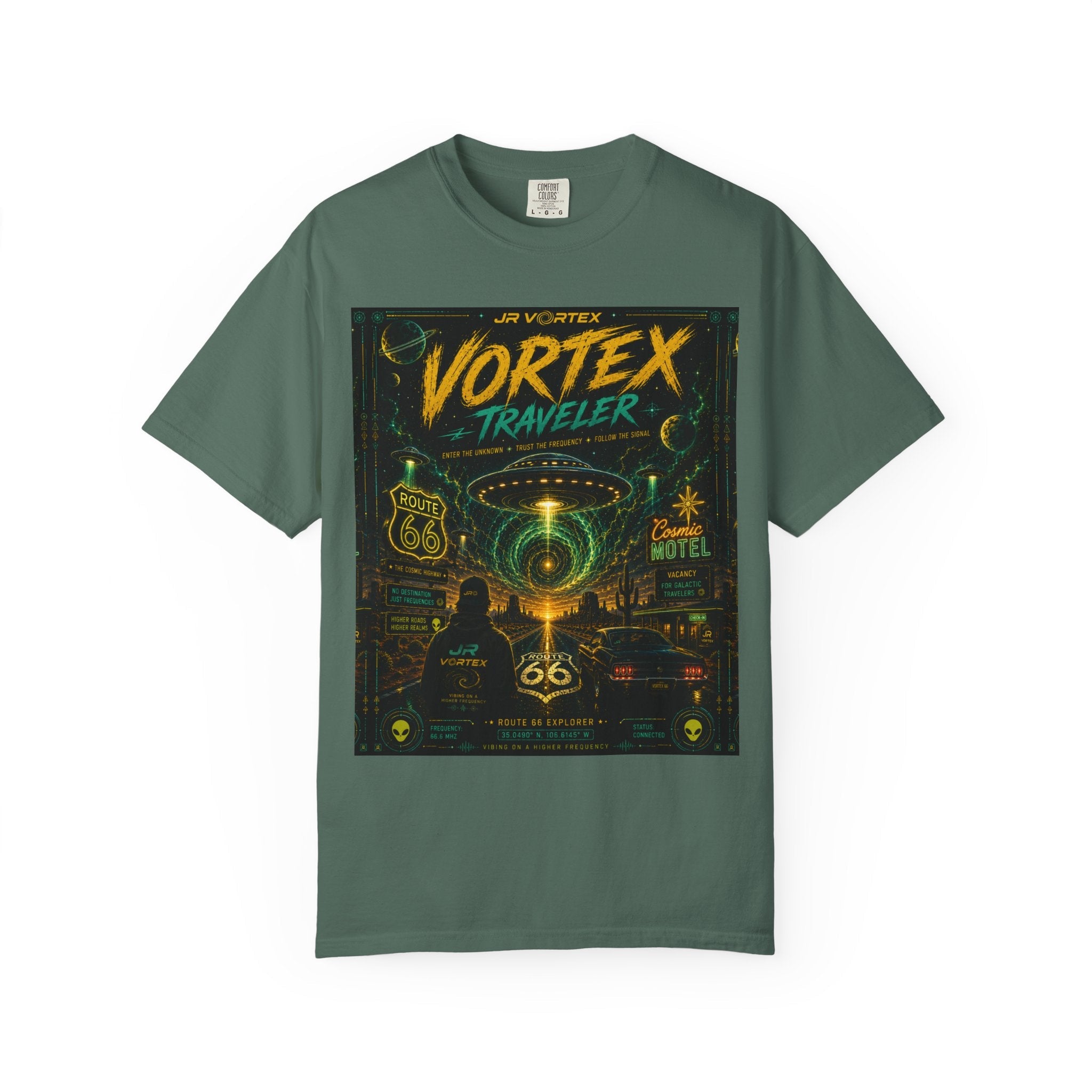Vortex Traveler T-Shirt — Retro Sci‑Fi Roadtrip Graphic Tee