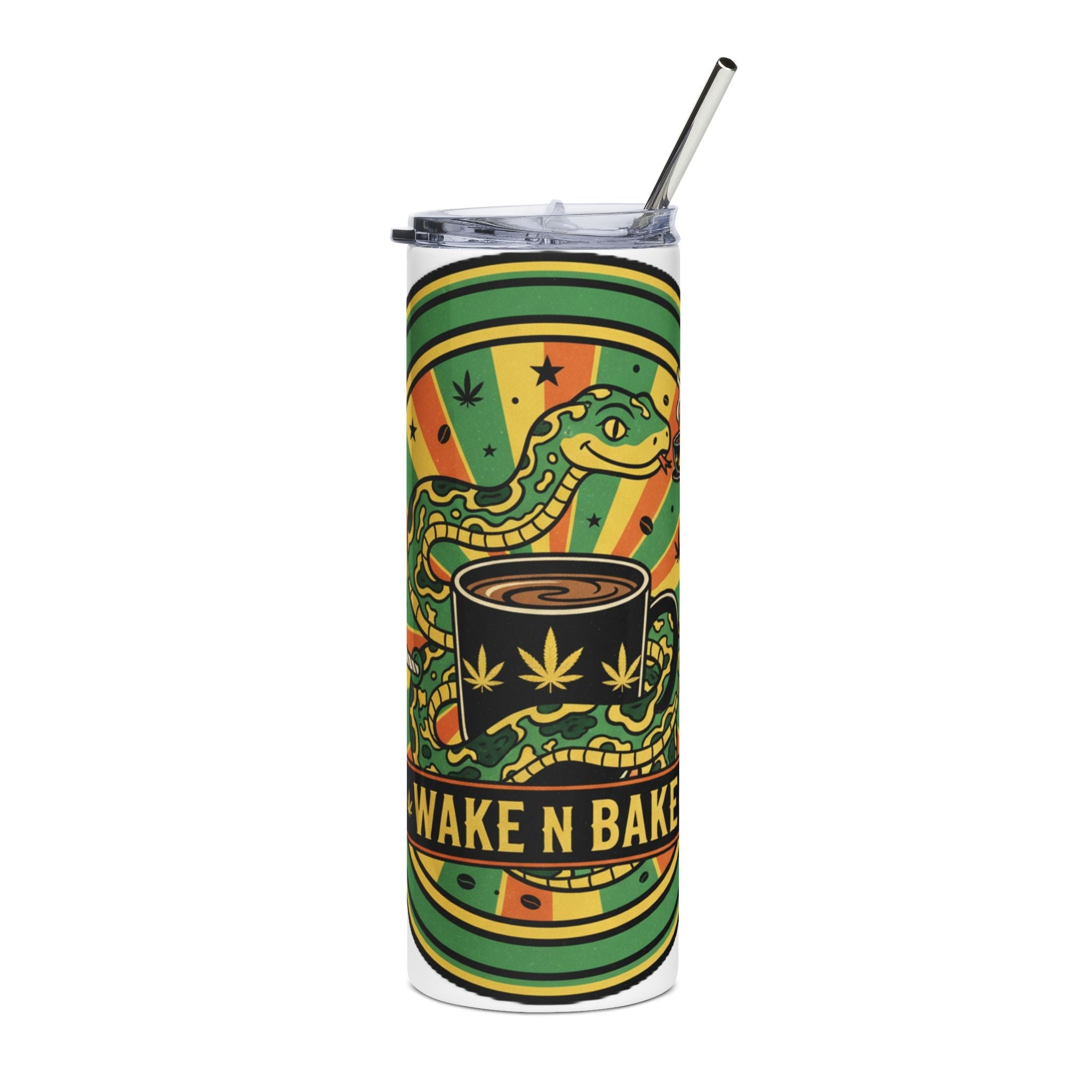 Wake N Bake 20oz Stainless Tumbler — Rasta Cannabis Coffee Travel Cup