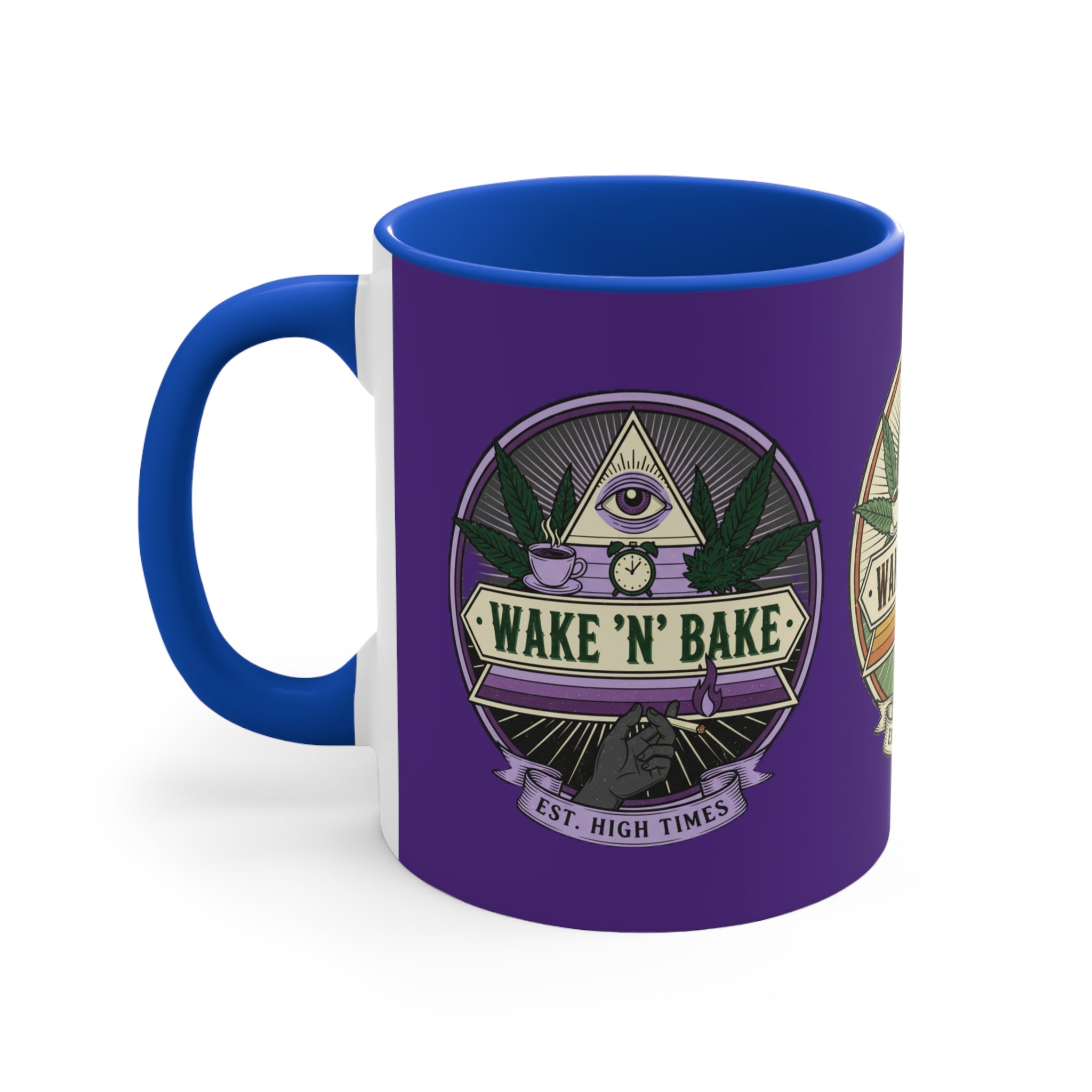 Wake 'N' Bake Accent Mug — 11oz Coffee Mug with Cannabis Morning Vibe