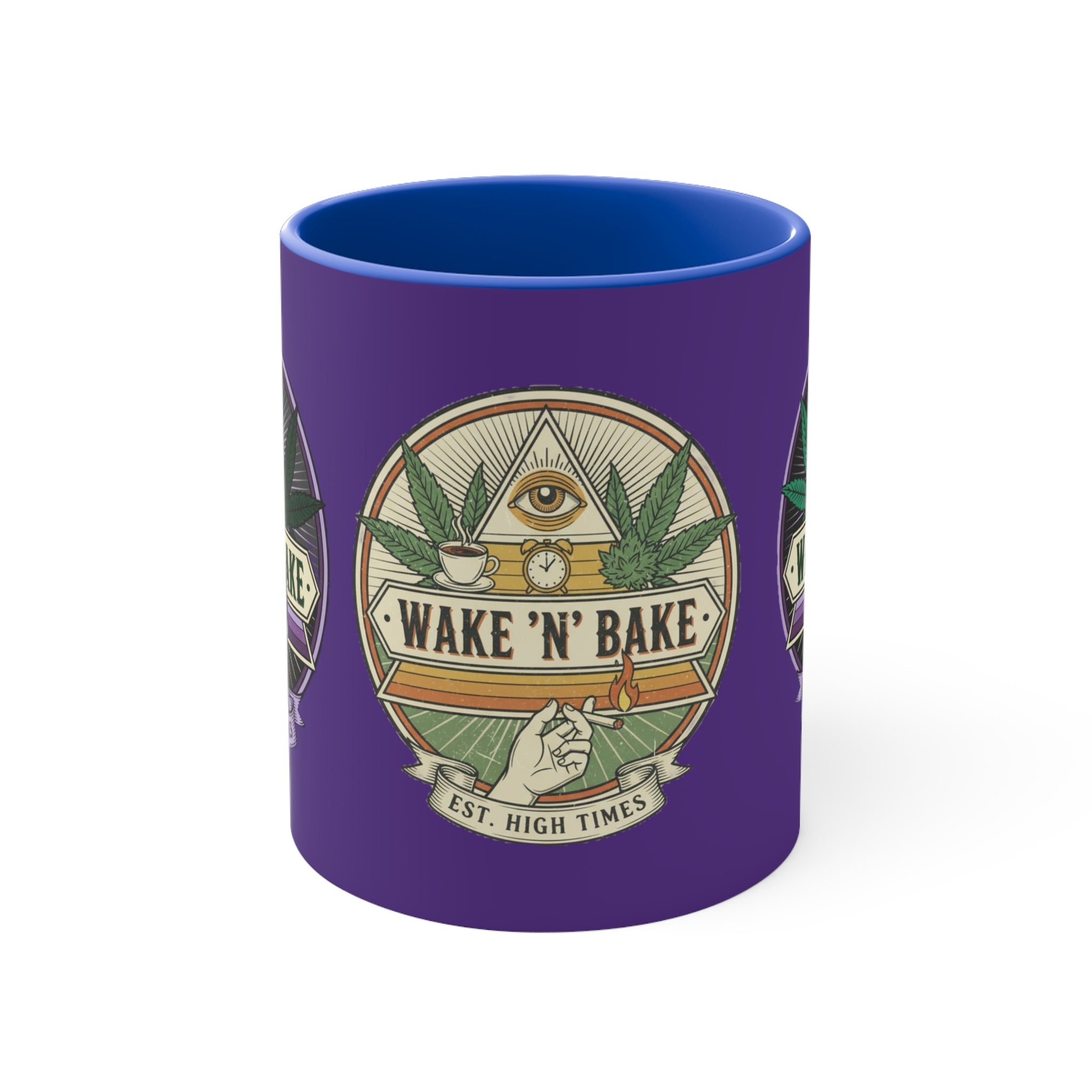 Wake 'N' Bake Accent Mug — 11oz Coffee Mug with Cannabis Morning Vibe