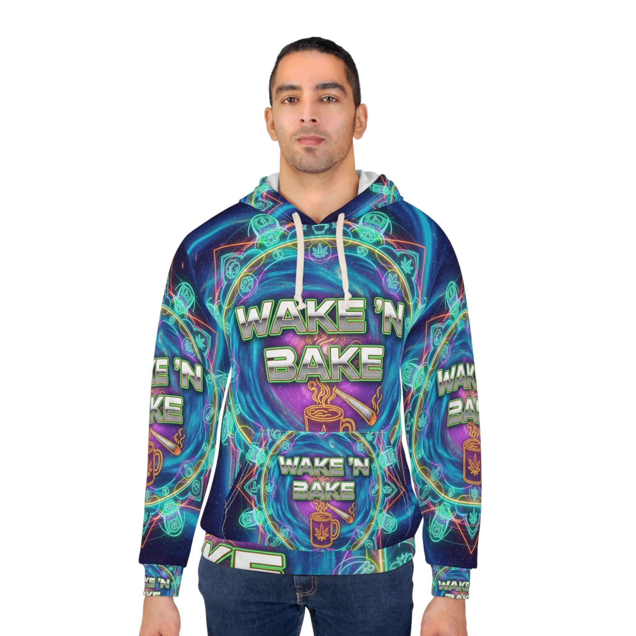 Wake 'N Bake All-Over Print Hoodie — Psychedelic Cannabis Morning Pullover