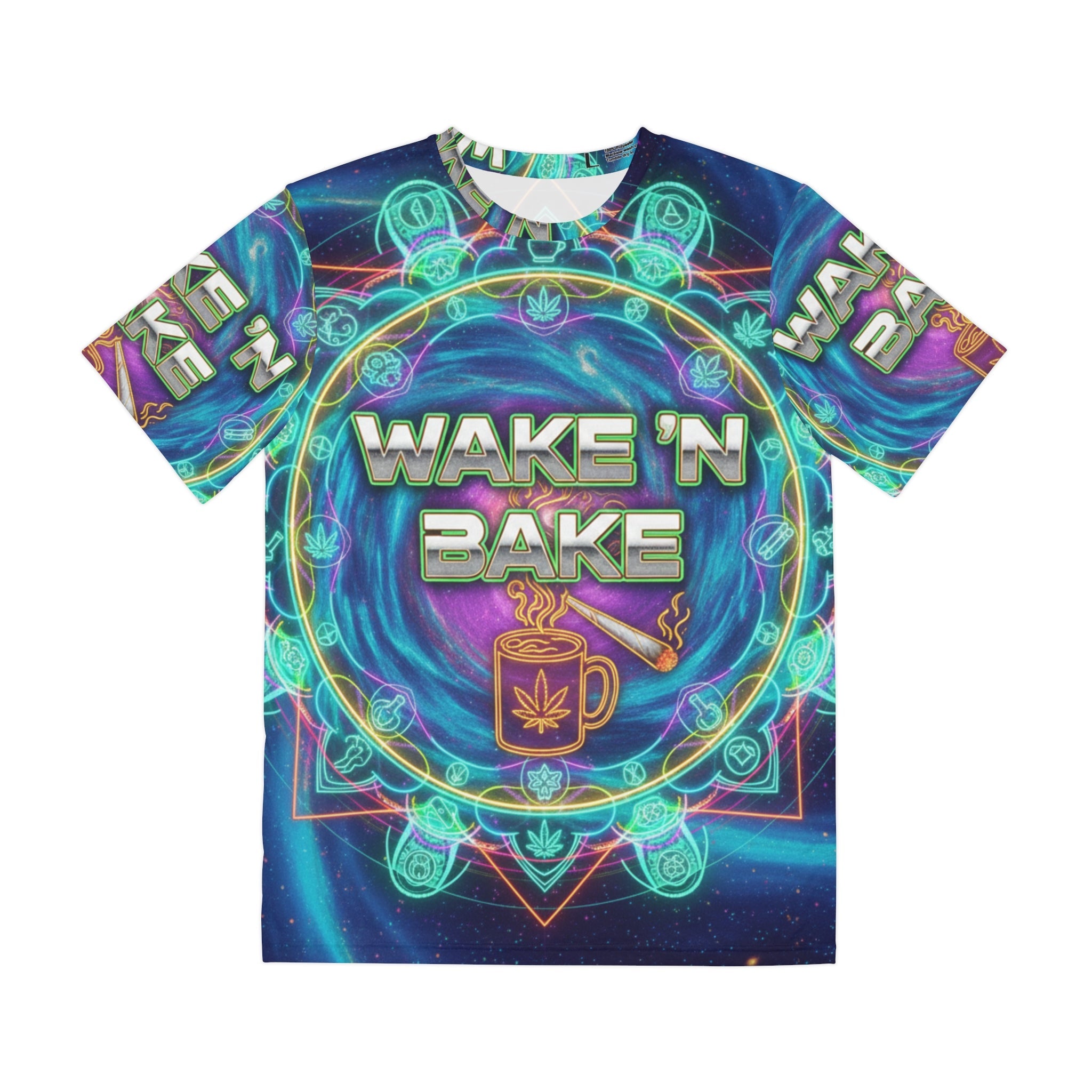 Wake 'N Bake Graphic Tee — Psychedelic Cannabis Coffee Shirt