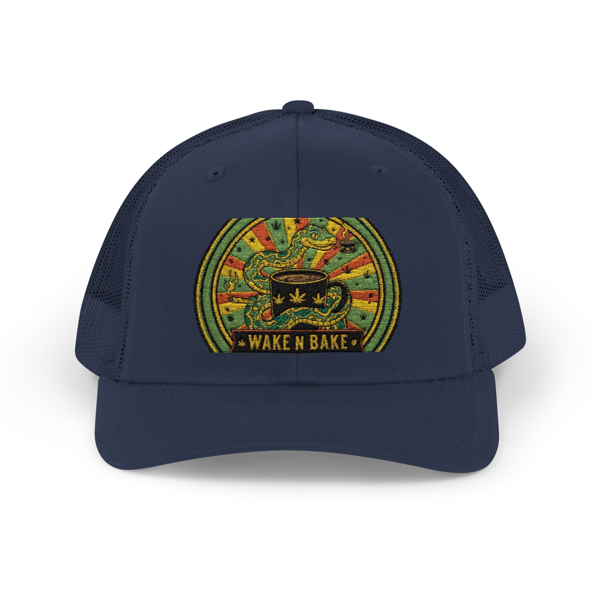 Wake N Bake Trucker Cap - Embroidered Retro Cannabis Snapback
