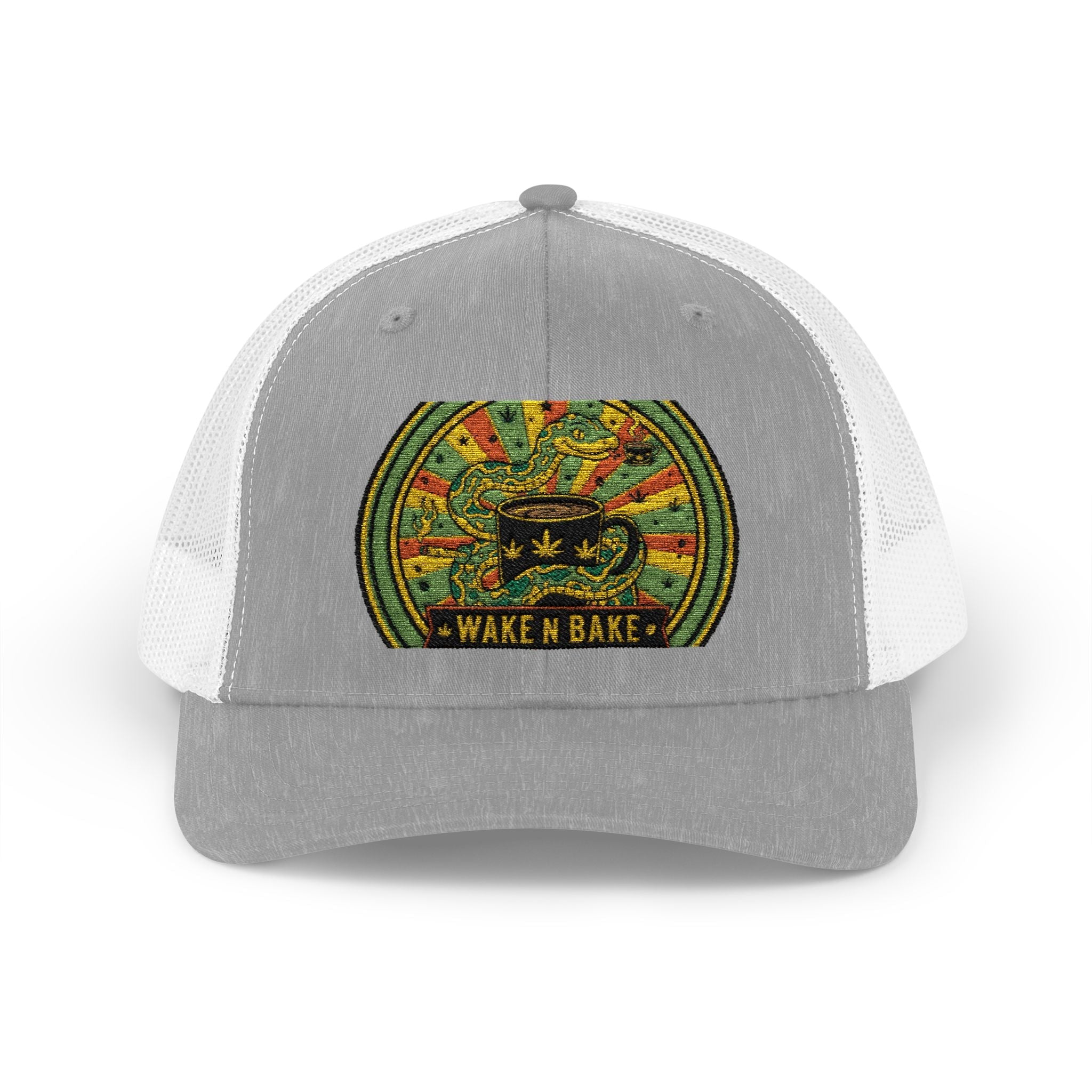 Wake N Bake Trucker Cap - Embroidered Retro Cannabis Snapback