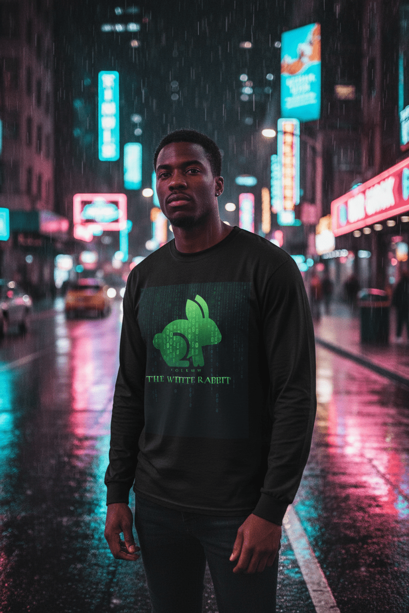 Black model rainy neon
