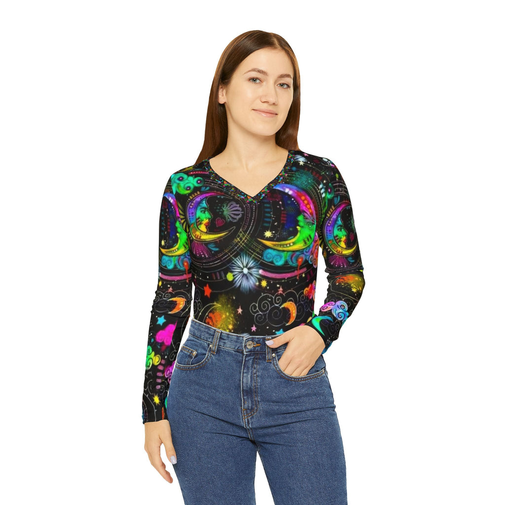 Women's Long Sleeve V-neck Shirt (AOP)