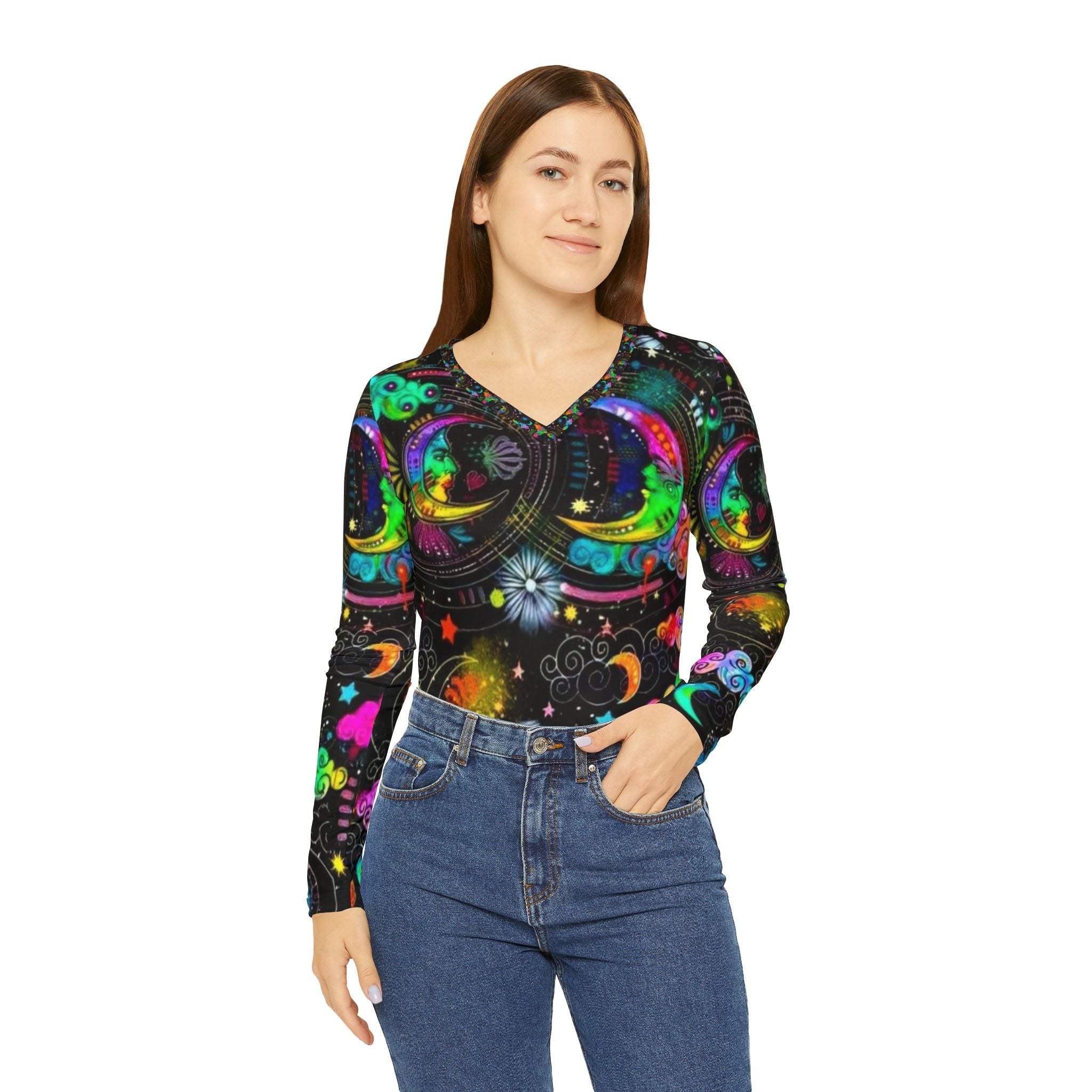 Women's Long Sleeve V-neck Shirt (AOP)