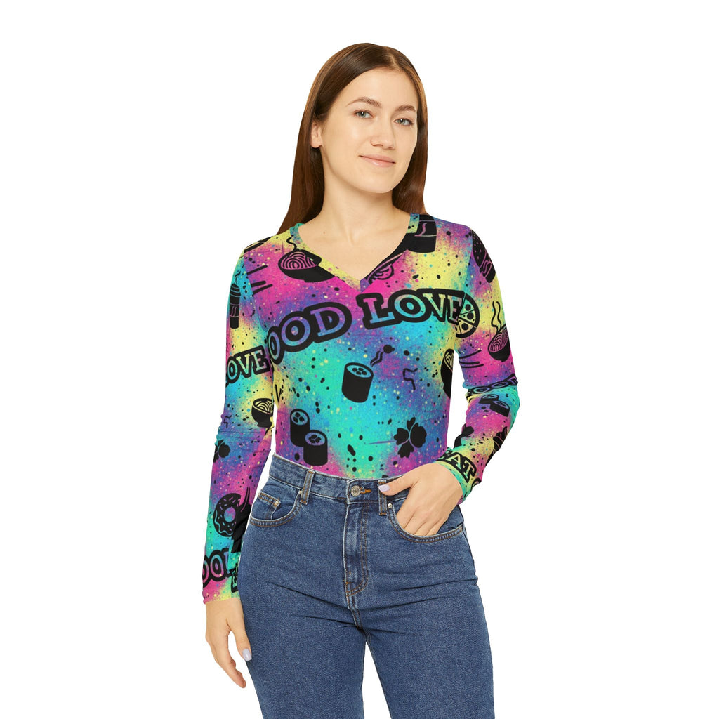 Women's Long Sleeve V-neck Shirt (AOP)